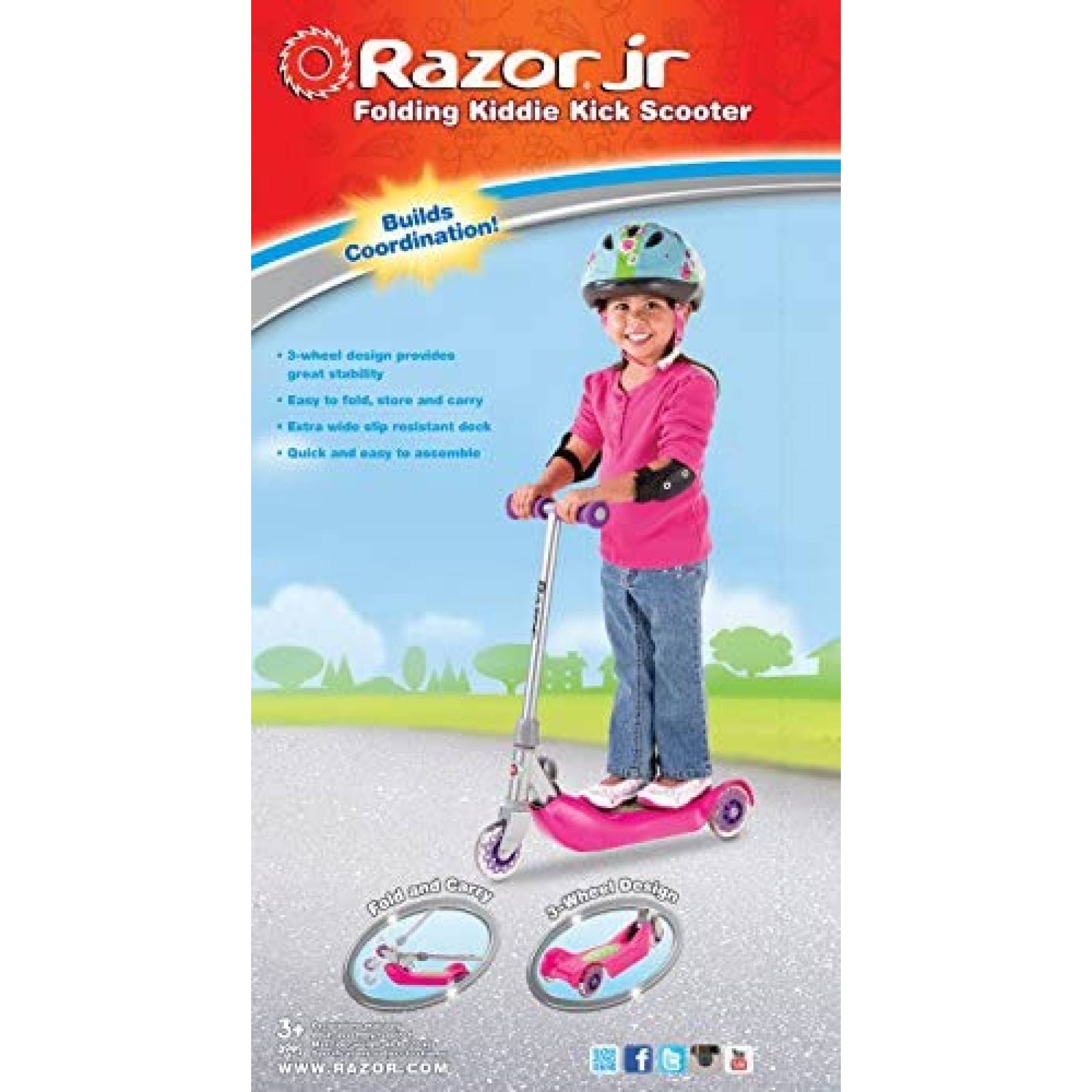 Patin de Juguete Razor Para Niños Ajustable -Rosa
