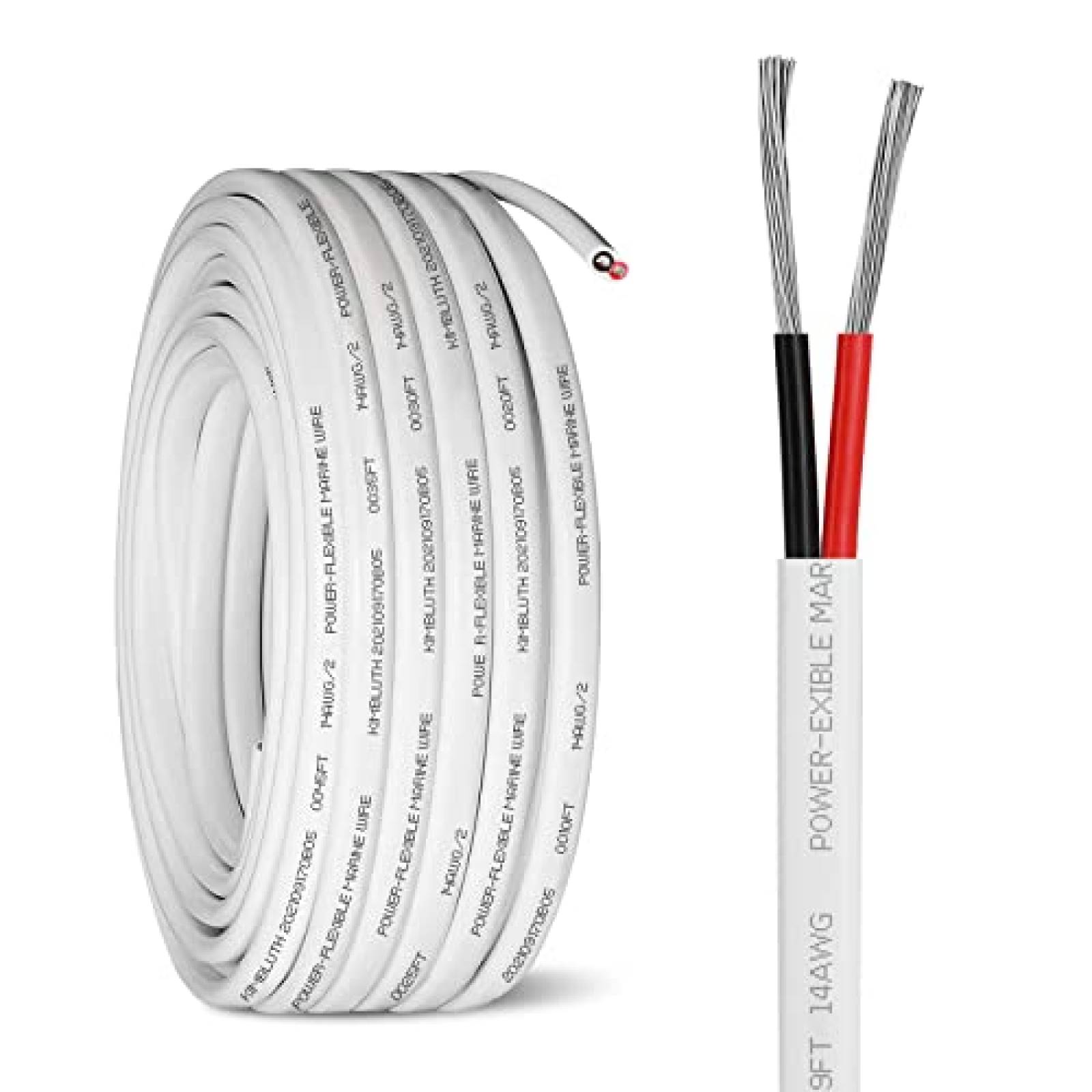 Cable Kimbluth Duplex De Cobre Calibre 14 30 ft -Blanco