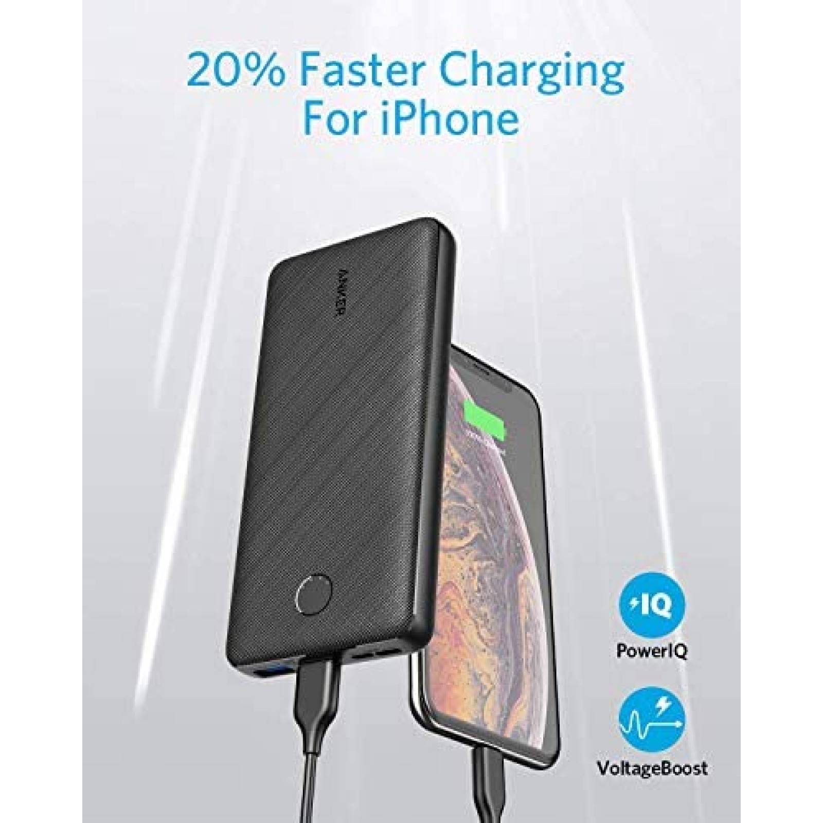 Cargador Portatil Anker 20000 mAh 24 W Para Iphone -Negro