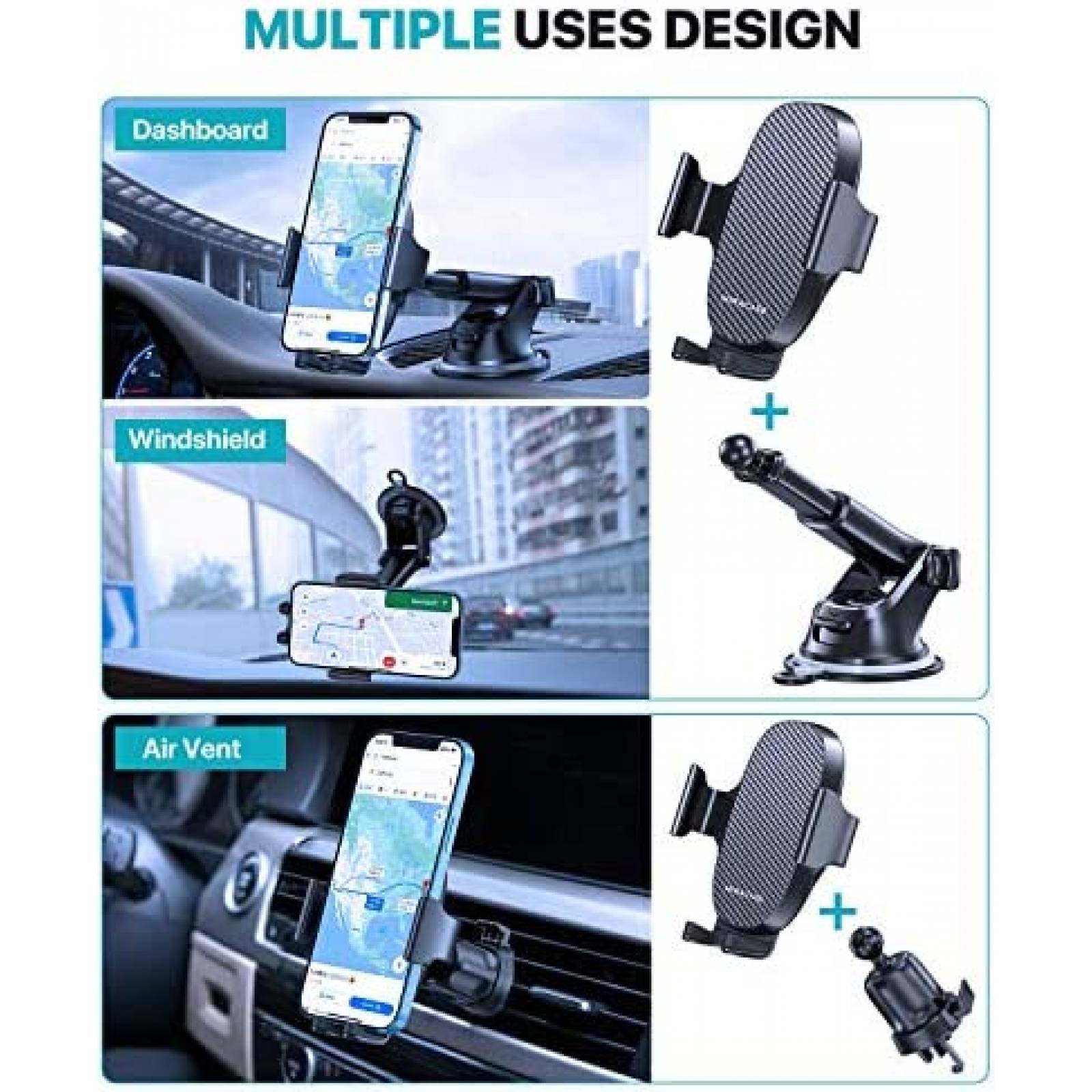 Soporte de celular Miracase universal para automovil -Negro
