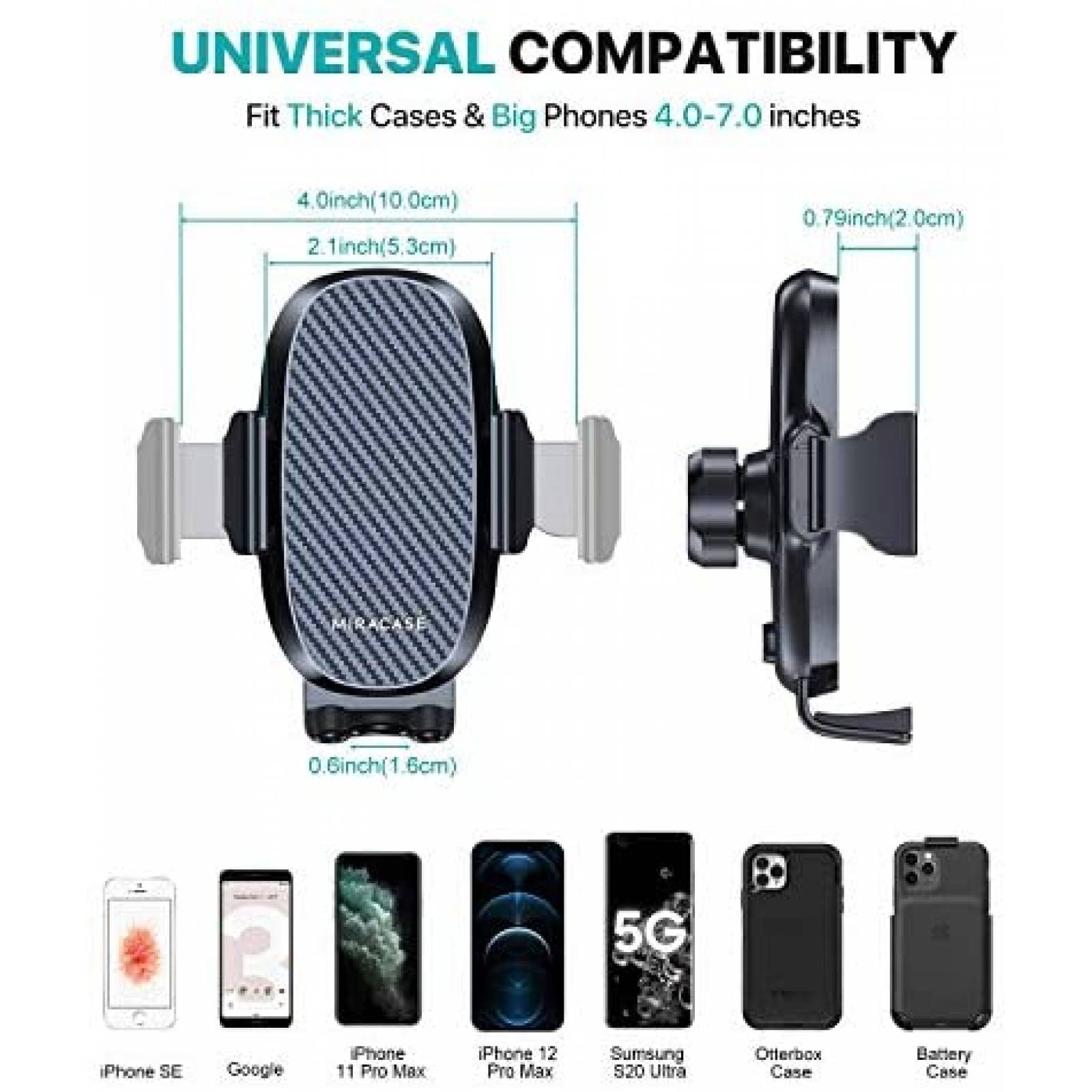 Soporte de celular Miracase universal para automovil -Negro