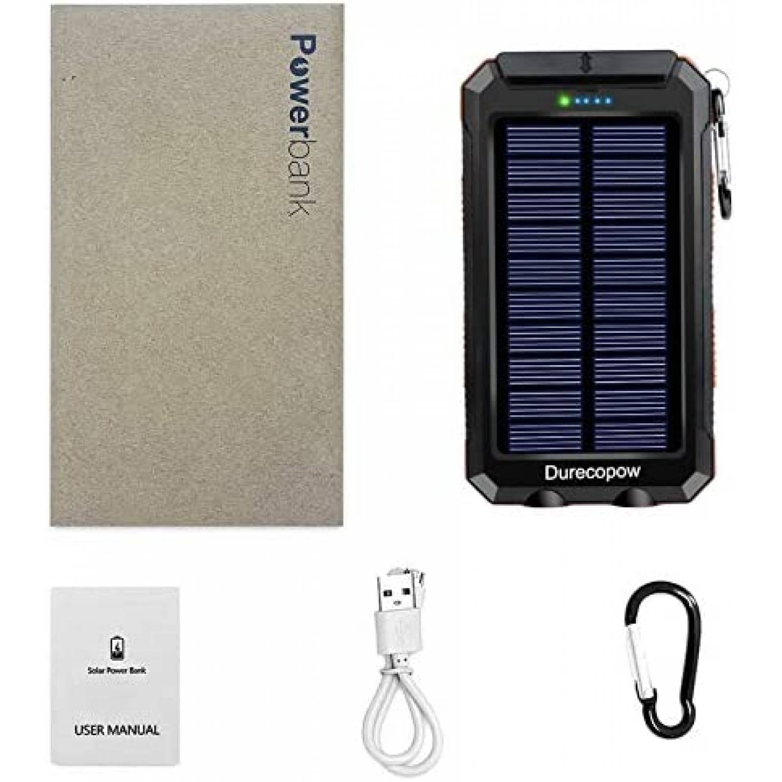 Cargador Solar Durecopow 20000 mAh Portatil -Naranja