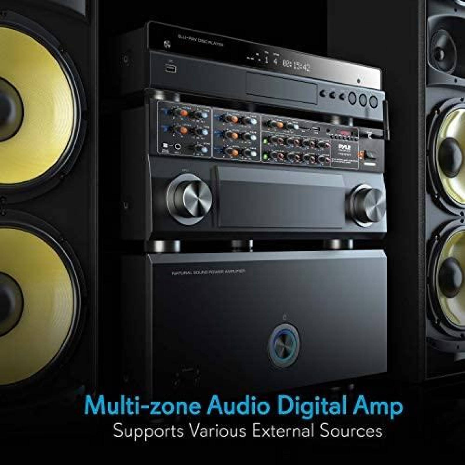 Mezclador de Audio Pyle Inalambrico Bluetooth 4000W -Gris