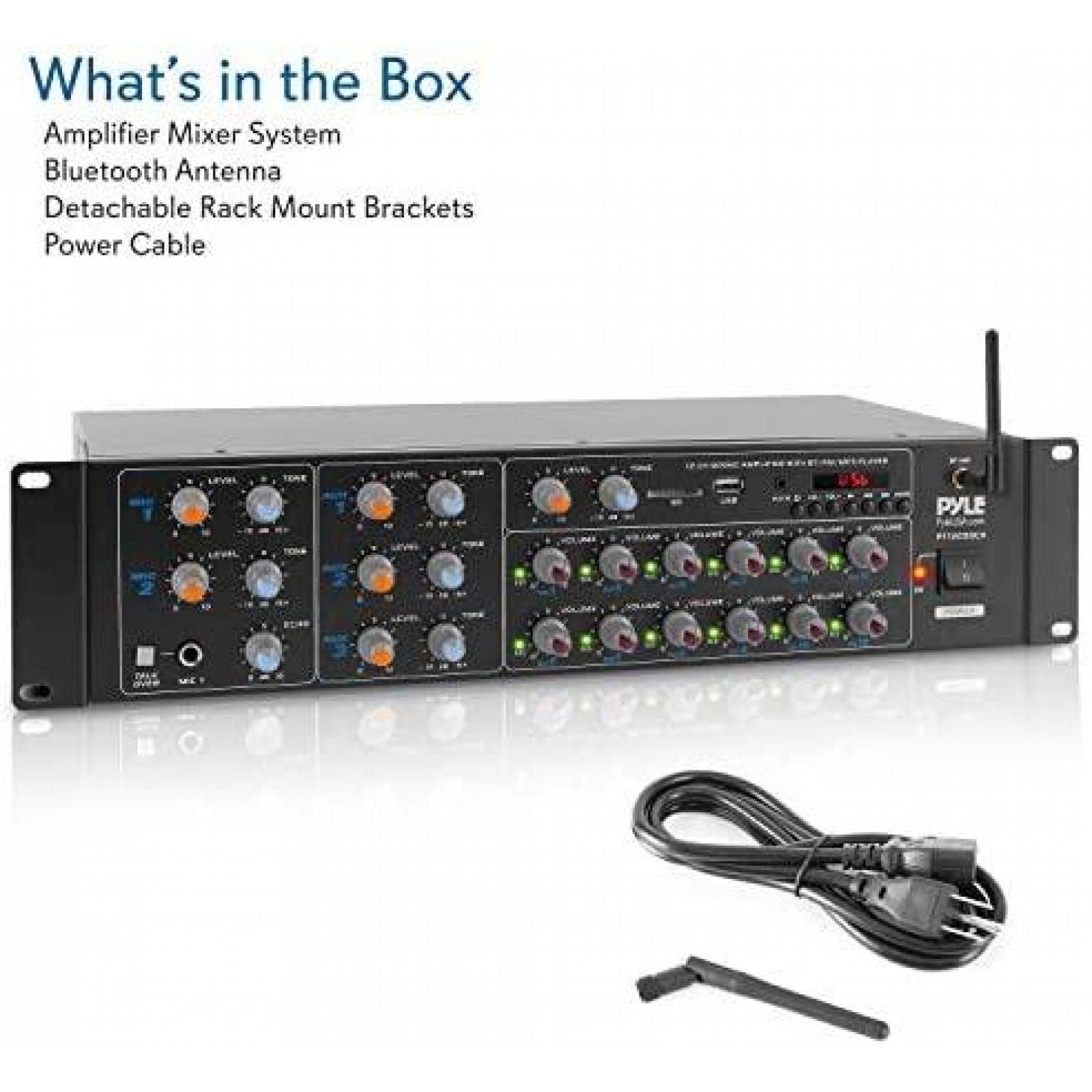 Mezclador de Audio Pyle Inalambrico Bluetooth 4000W -Gris