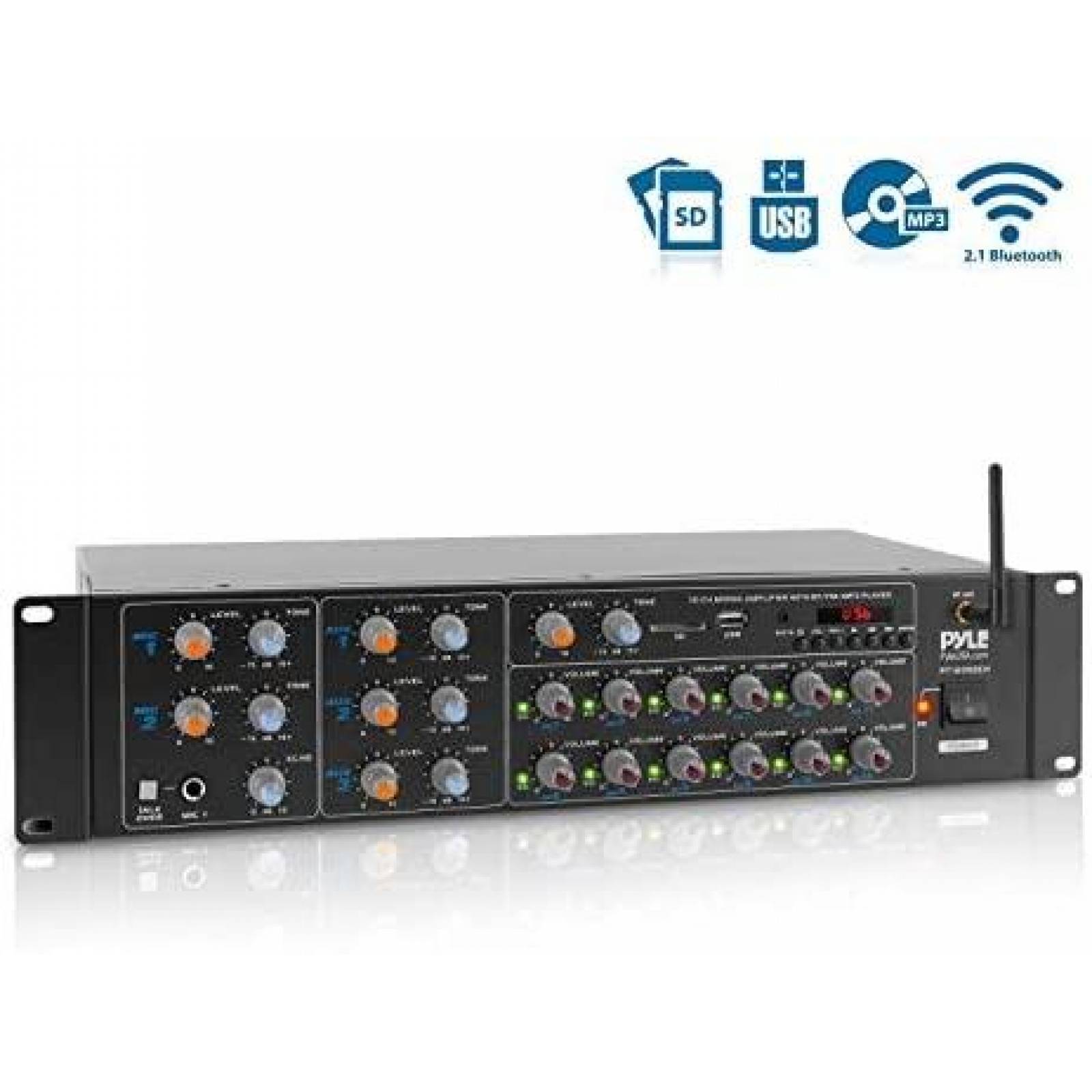 Amplificador Bluetooth Pyle PT12050CH 12Ch 6000W -Negro