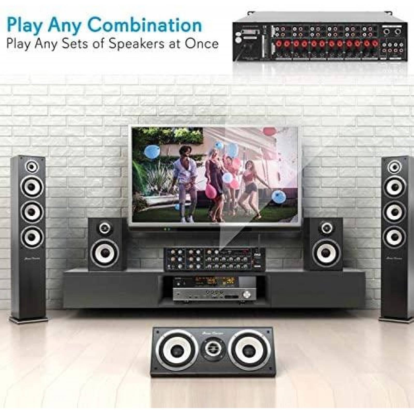 Amplificador Bluetooth Pyle PT12050CH 12Ch 6000W -Negro