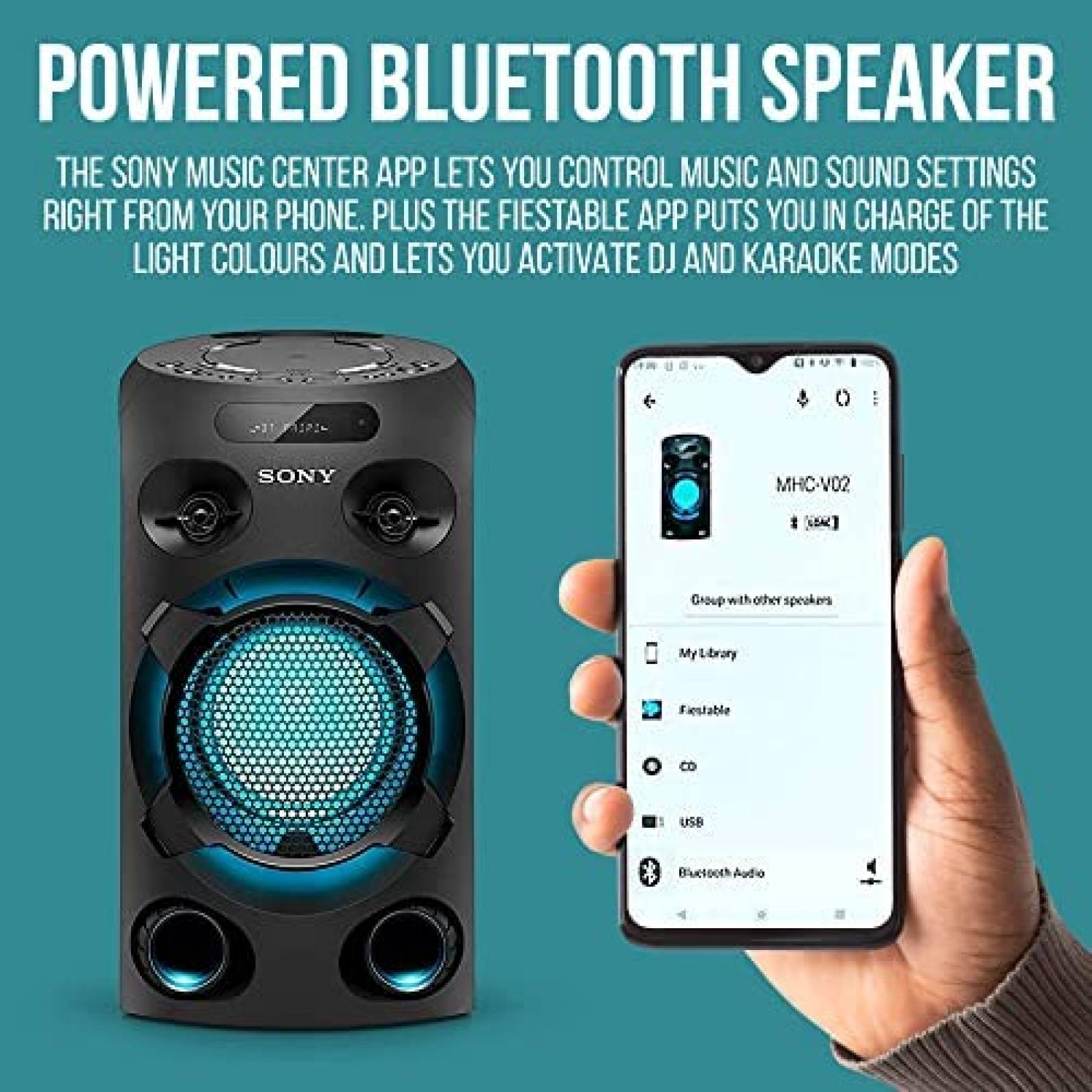 Altavoz Inalambrico Sony Bluetooth Luces LED USB -Negro