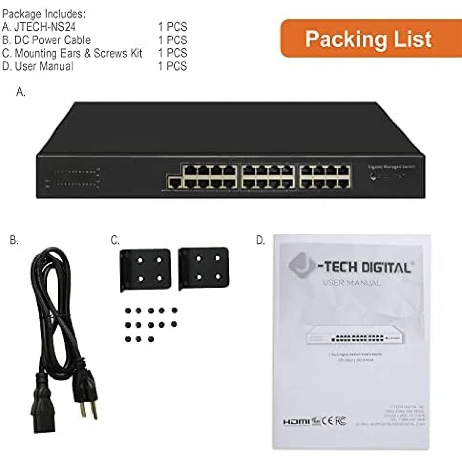 Extensor HDMI J-Tech Digital sobre cable Cat 5e/Cat6 -Negro