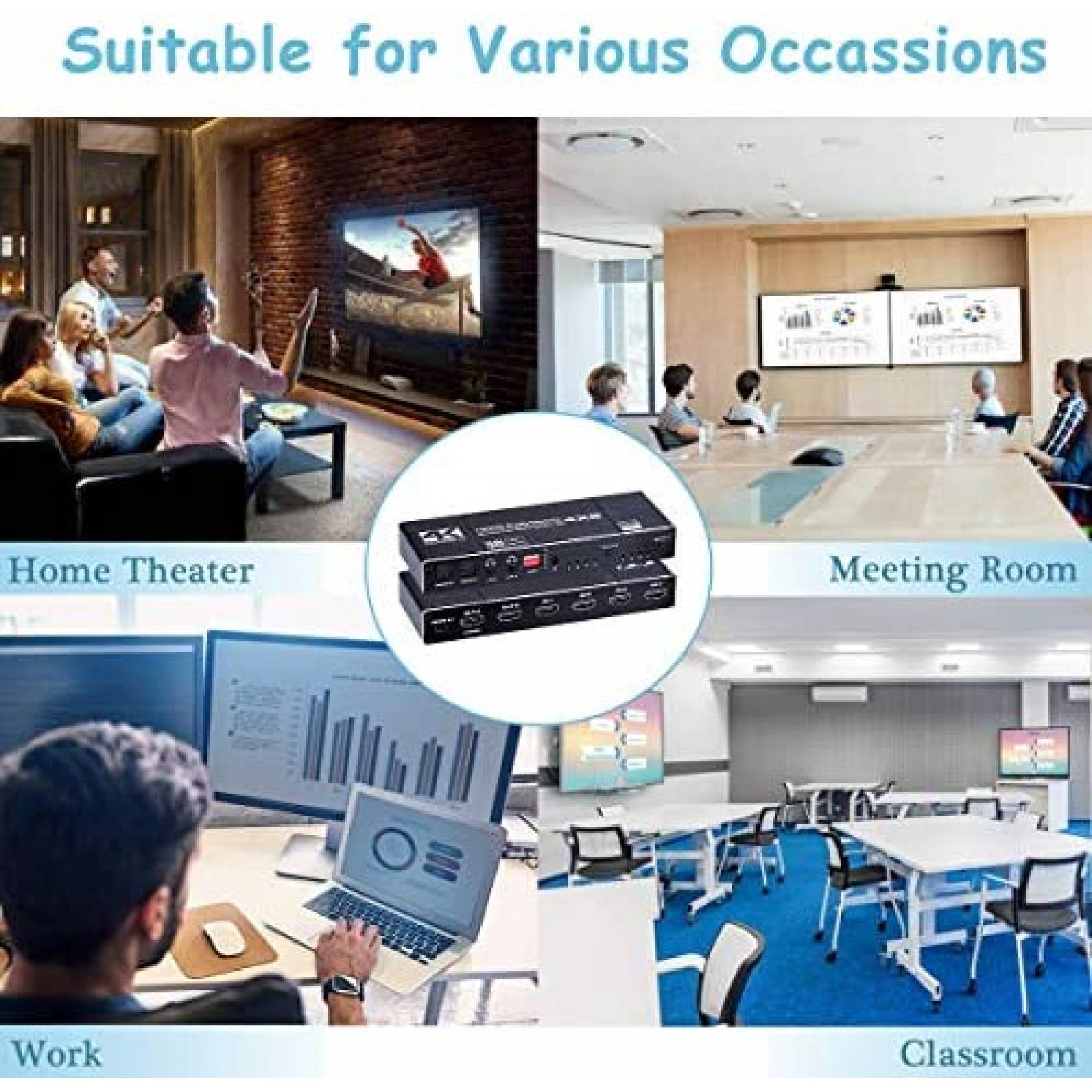 Matriz HDMI ENBUER 4K 60Hz HDMI Matrix Switch 4 en 2 -Negro