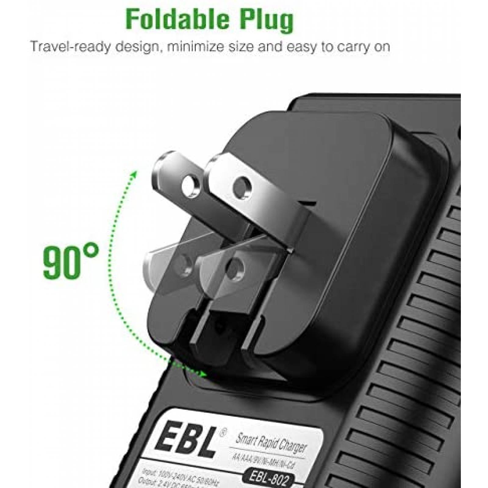 Cargador EBL Con Baterias Recargables AA 2800mAh -Negro