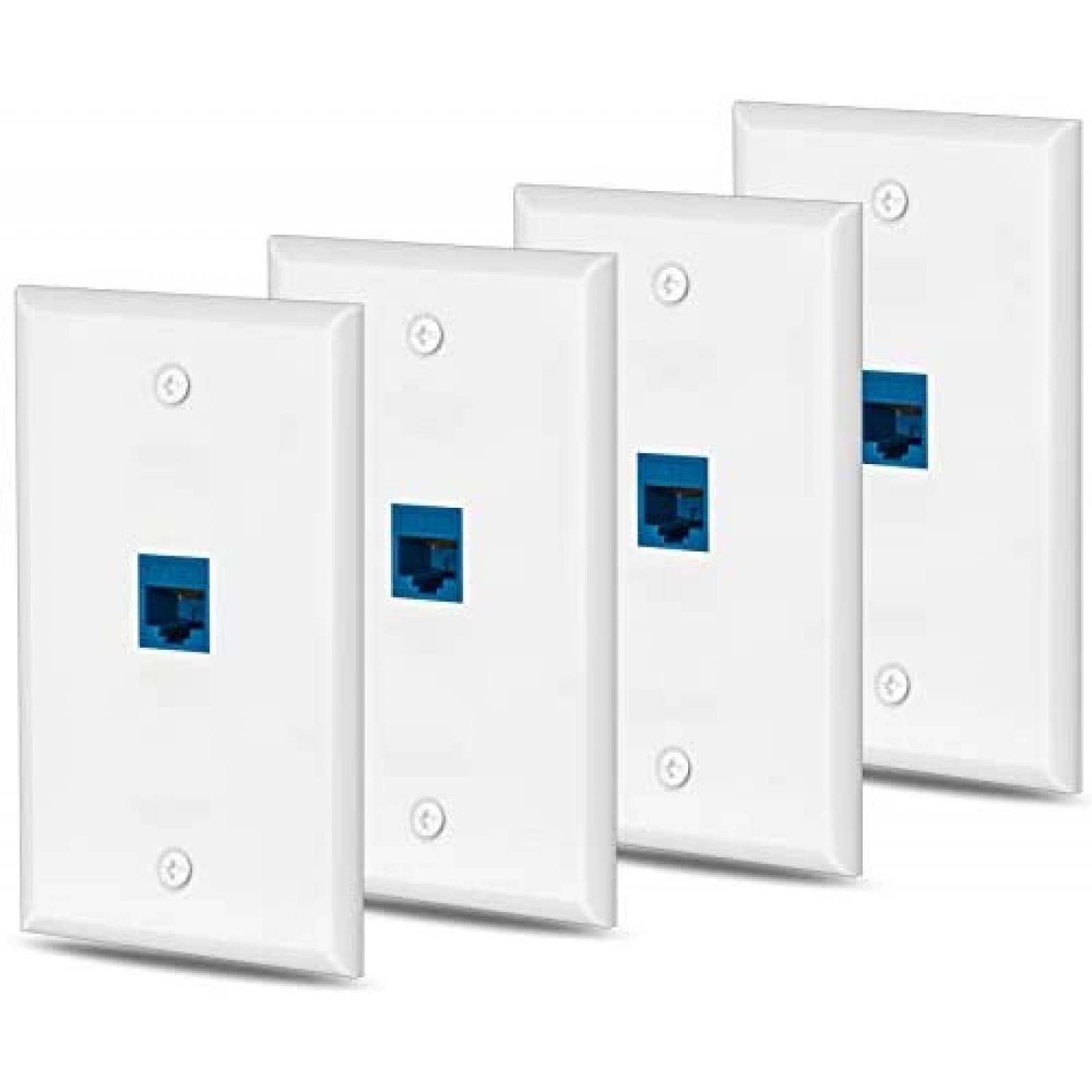 Placa de Pared Ubrand para Conector Rj45 4 Pzs -Blanco