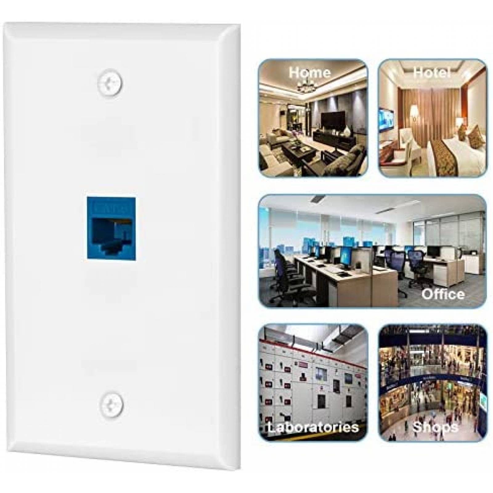Placa de Pared Ubrand para Conector Rj45 4 Pzs -Blanco