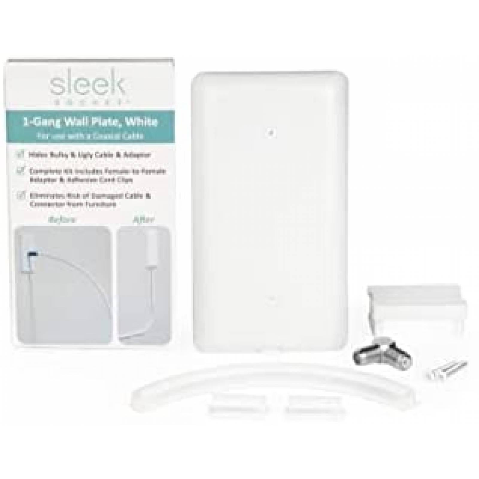 Placa de pared Sleek Socket de 1 banda para coaxial -Blanco