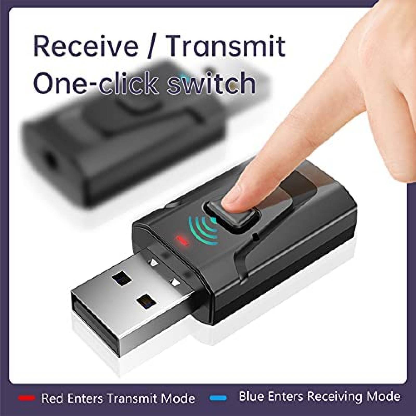 Adaptador PNGKNYOCN USB Bluetooth a Auxiliar 3.5 mm -Negro