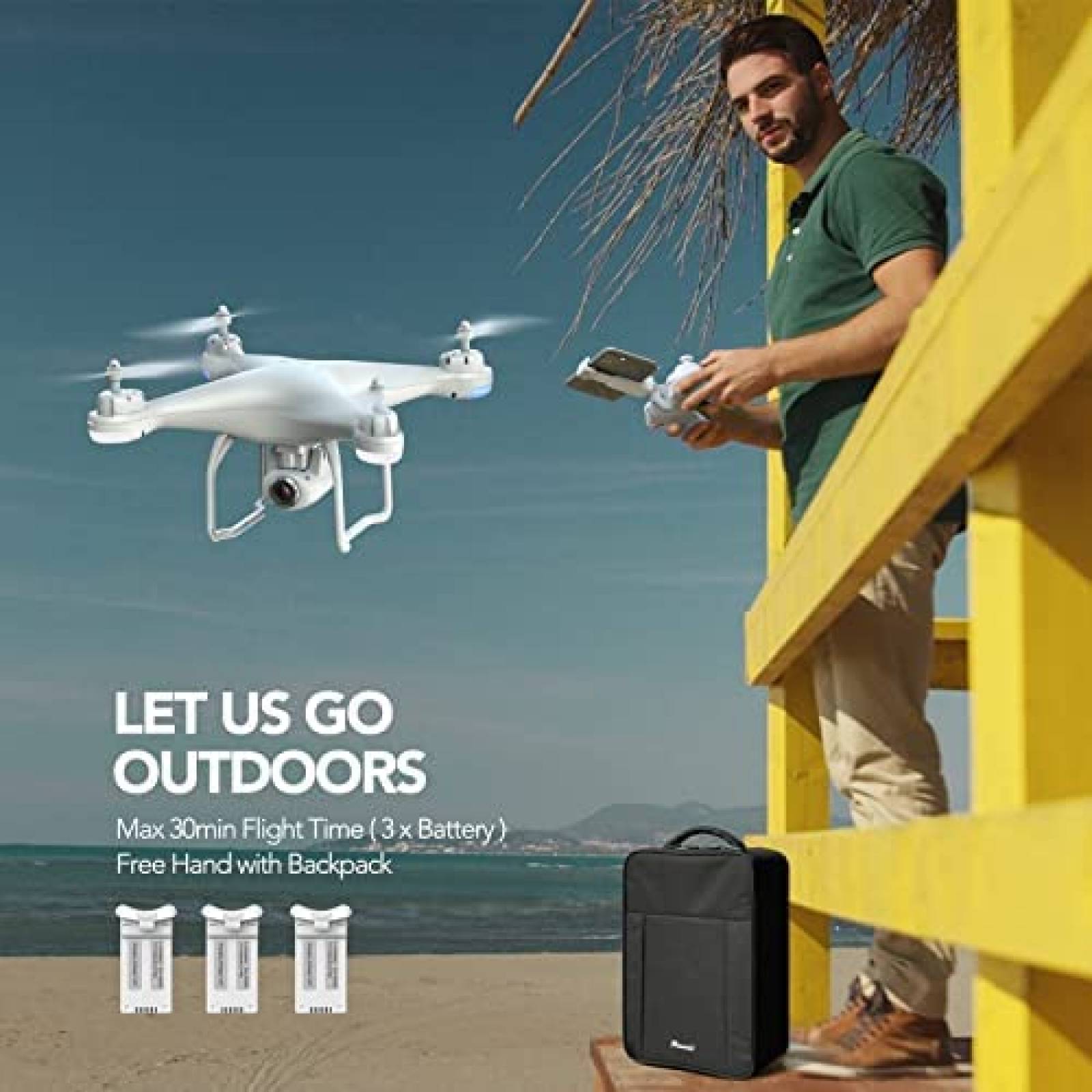 Drone Potensic T25 con camara 2K GPS FPV con mochila