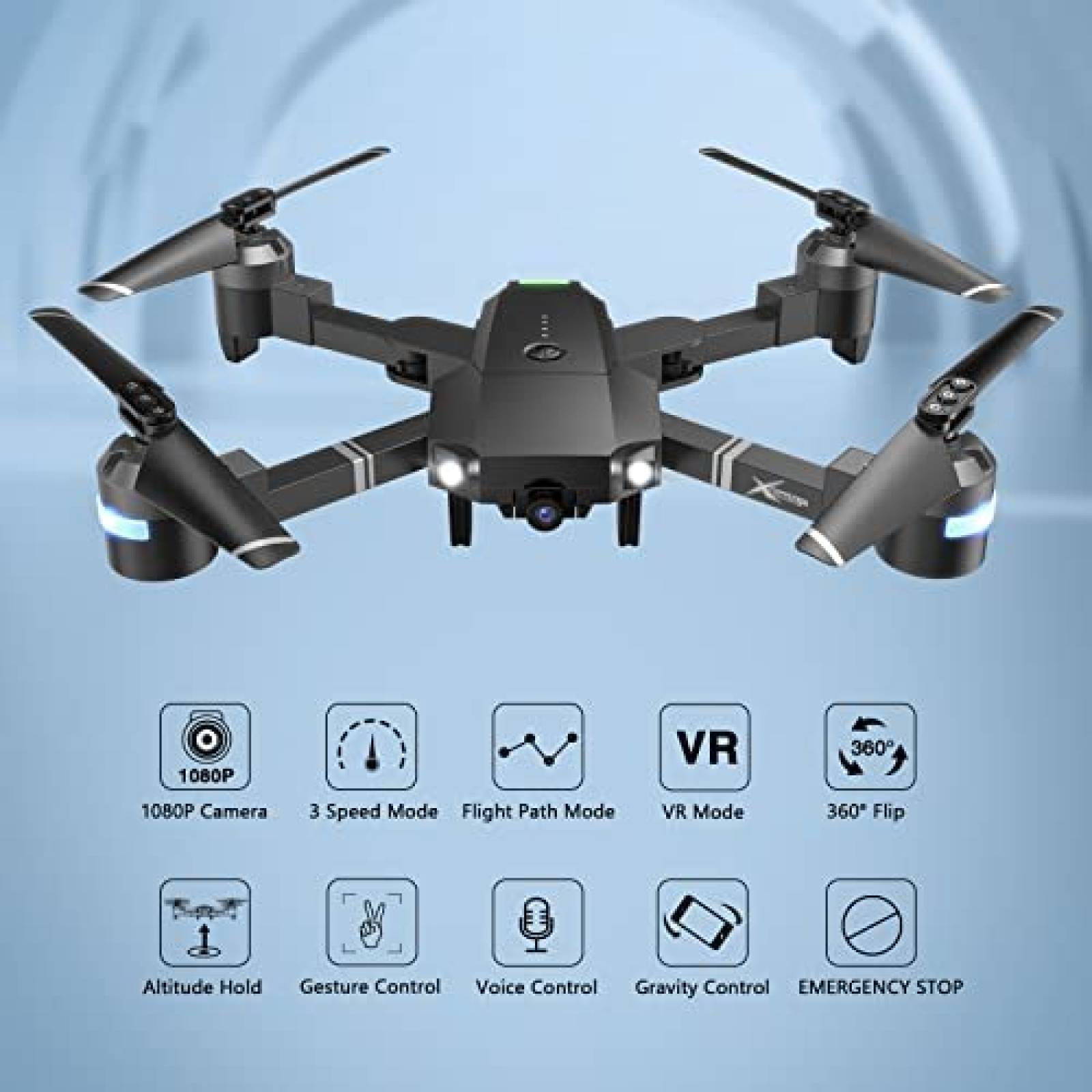 Drone ATTOP con camara 1080P FPV RC plegable control de voz