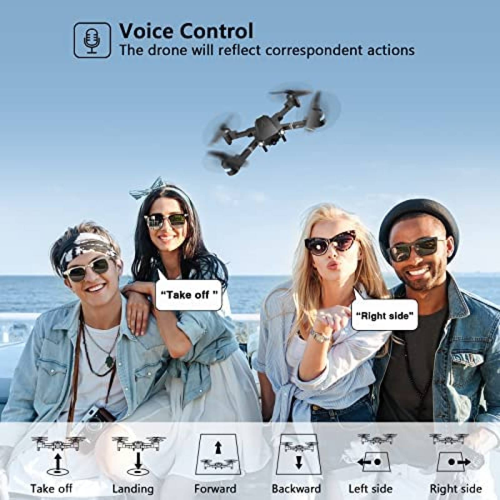 Drone ATTOP con camara 1080P FPV RC plegable control de voz