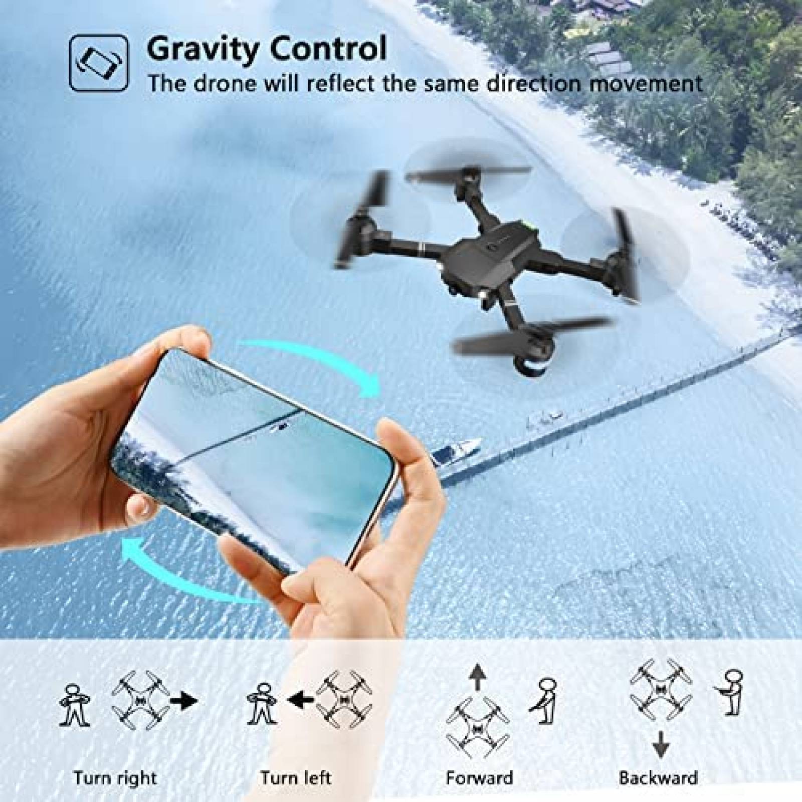 Drone ATTOP con camara 1080P FPV RC plegable control de voz