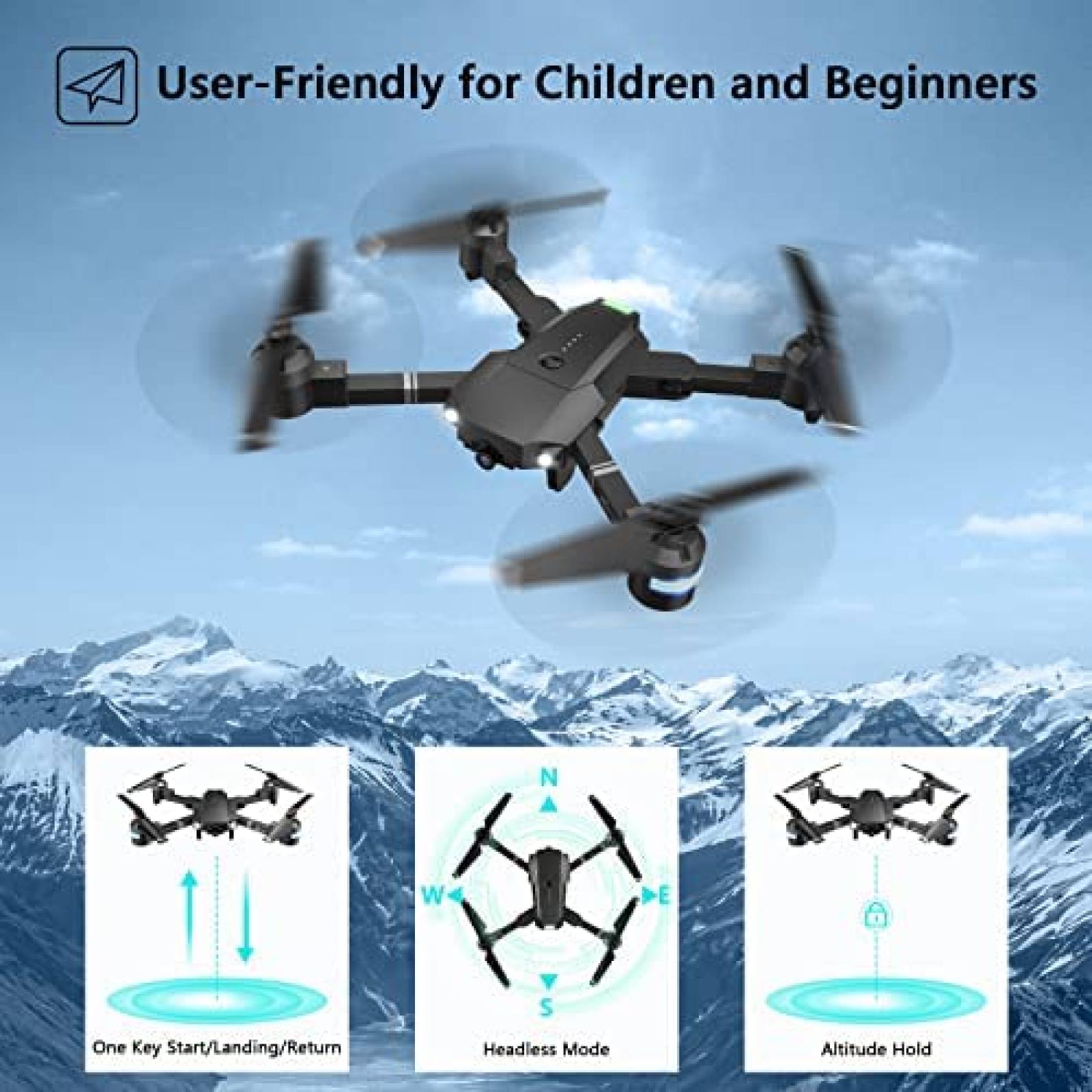 Drone ATTOP con camara 1080P FPV RC plegable control de voz