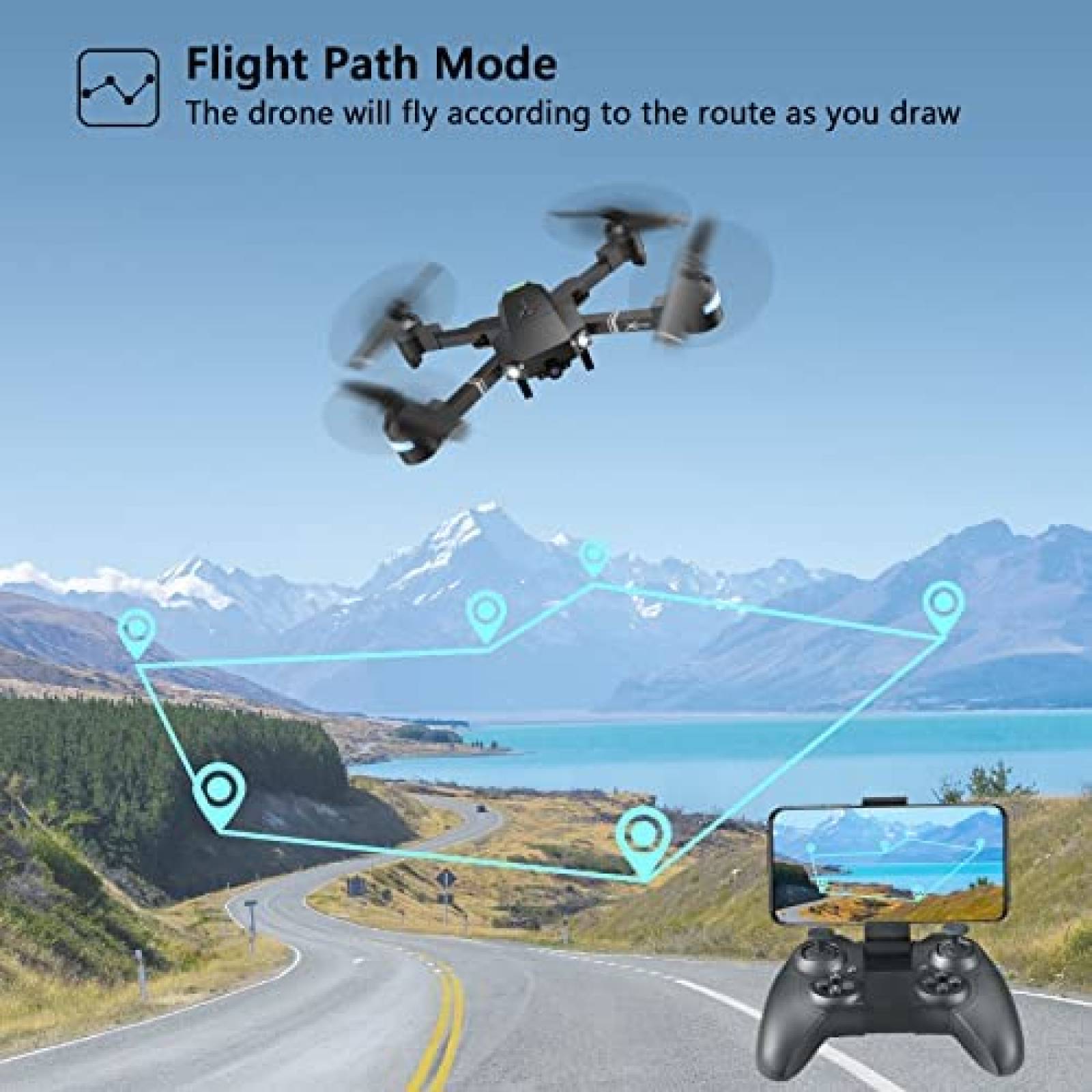 Drone ATTOP con camara 1080P FPV RC plegable control de voz