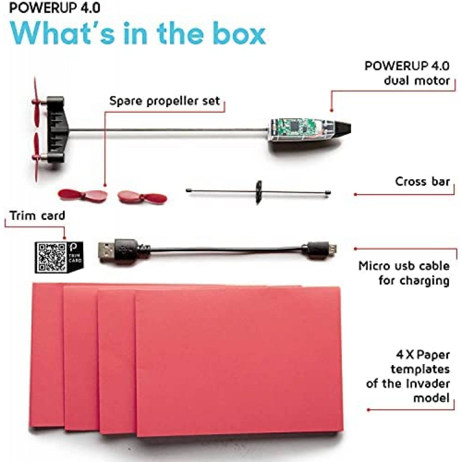 Avion de Papel POWERUP Control Remoto desde el Celular -Rojo