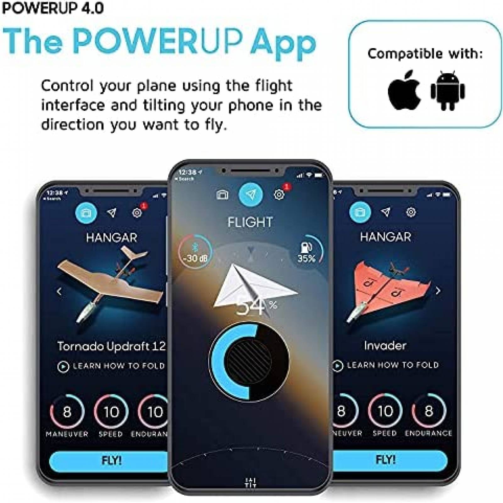Avion de Papel POWERUP Control Remoto desde el Celular -Rojo