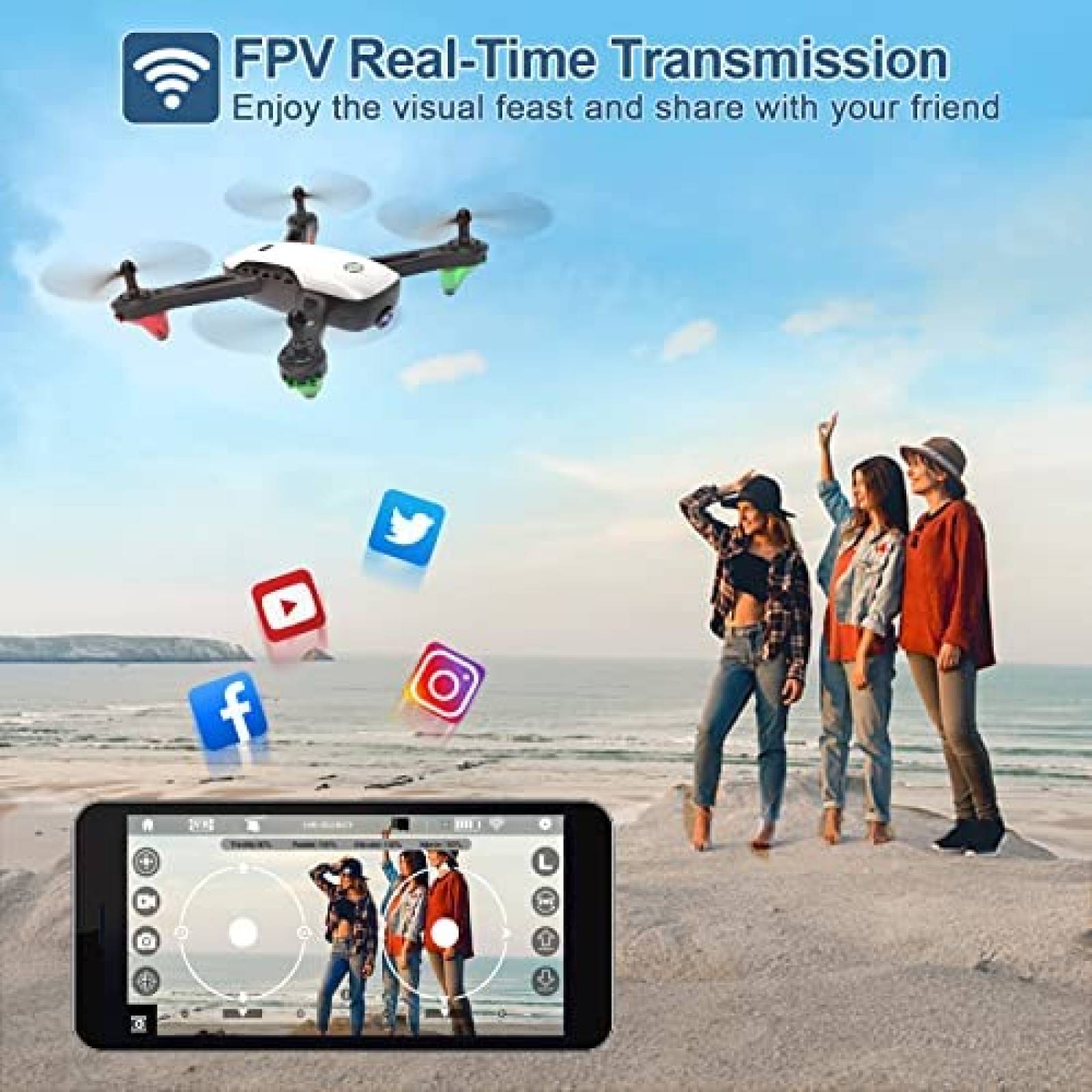 Drone SANROCK U52 con camara HD 1080P WiFi Live Video FPV
