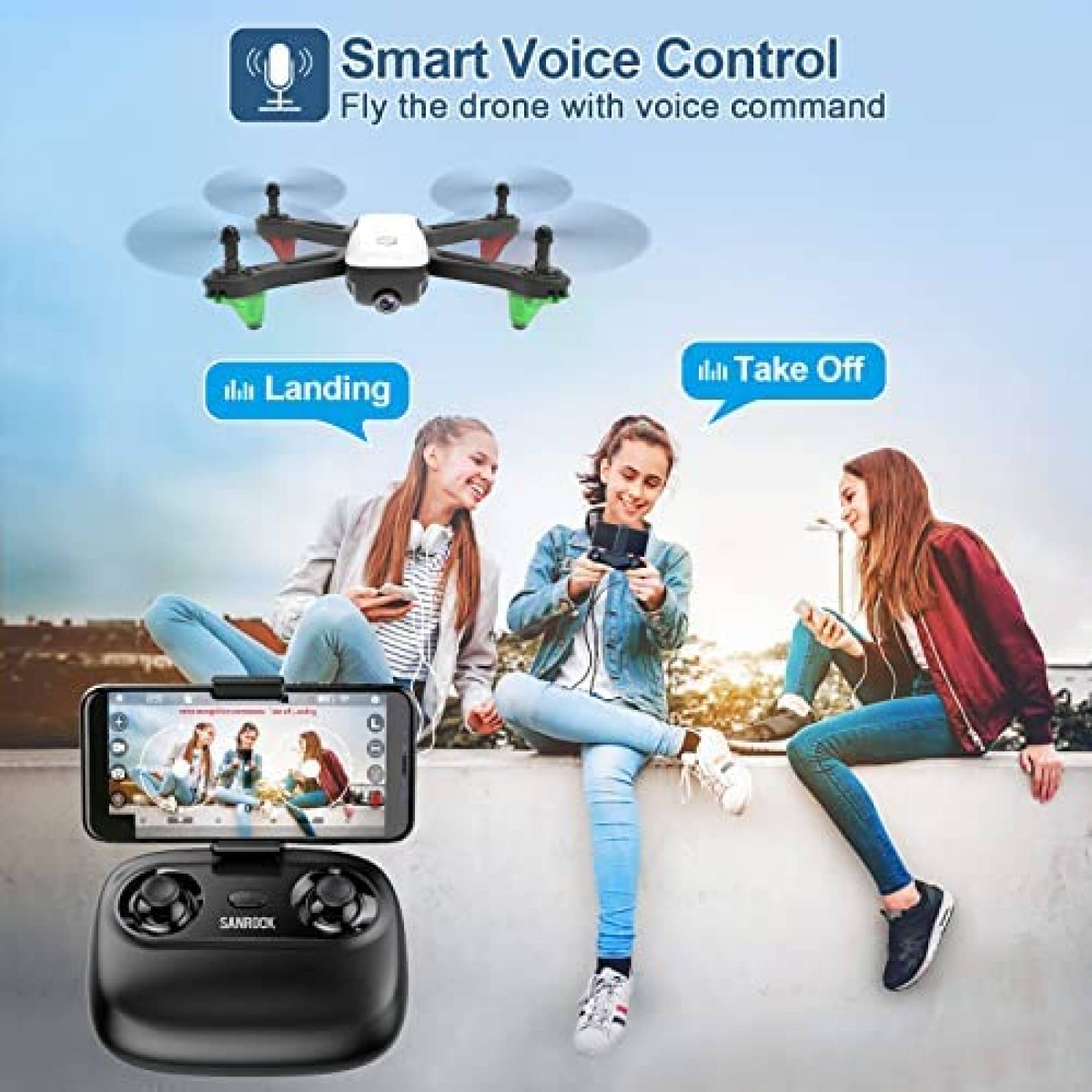 Drone SANROCK U52 con camara HD 1080P WiFi Live Video FPV