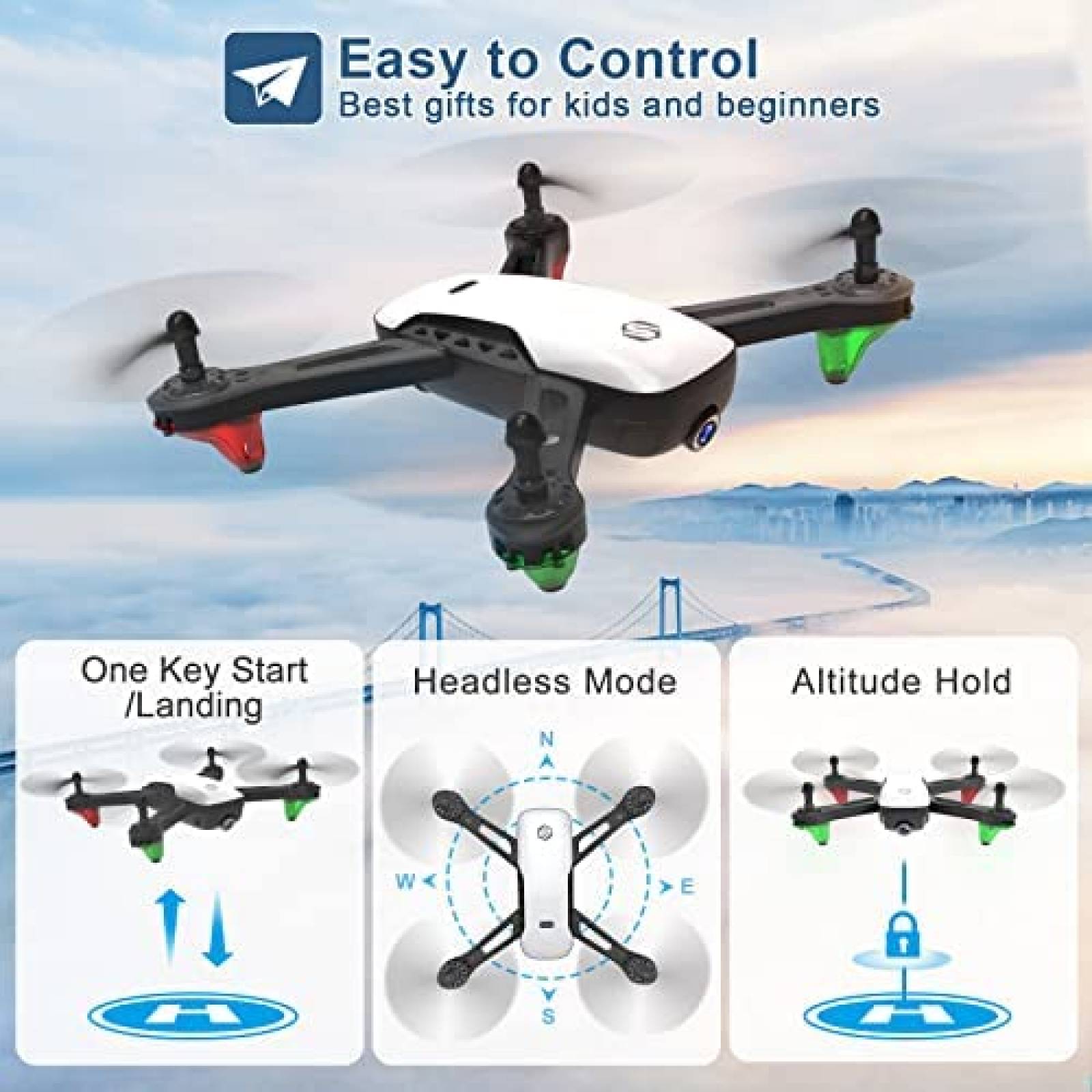 Drone SANROCK U52 con camara HD 1080P WiFi Live Video FPV
