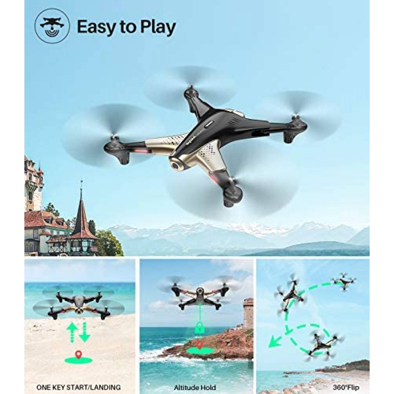 Drone SYMA X300 plegable camara 1080P FHD FPV 40min de vuelo