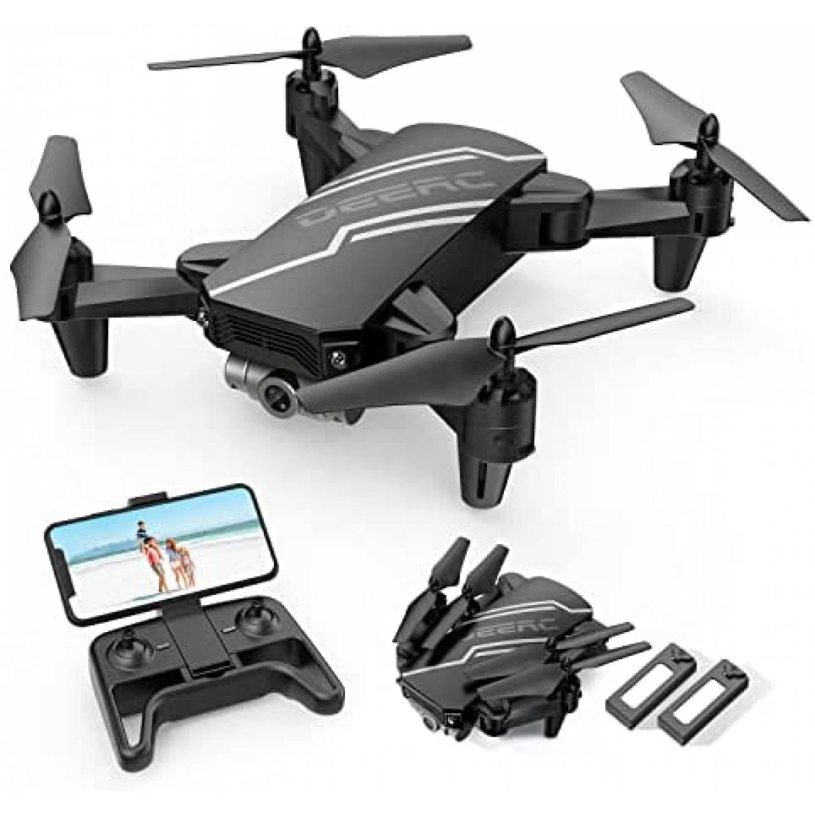 Mini Dron para Niños DEERC D20 720p HD 2 Baterias - Negro