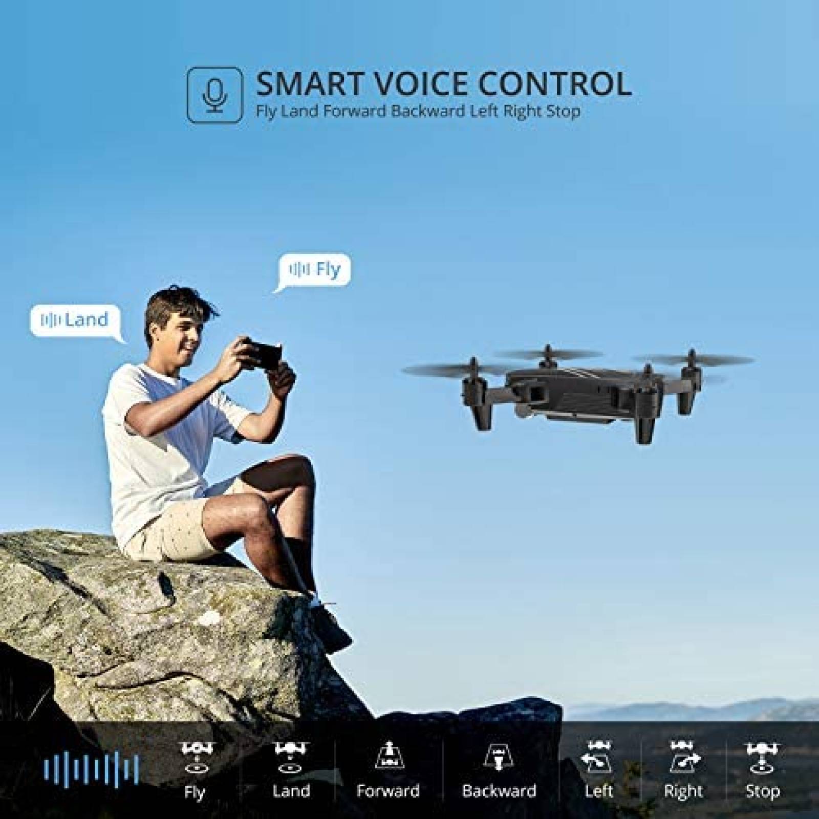 Mini Dron para Niños DEERC D20 720p HD 2 Baterias - Negro