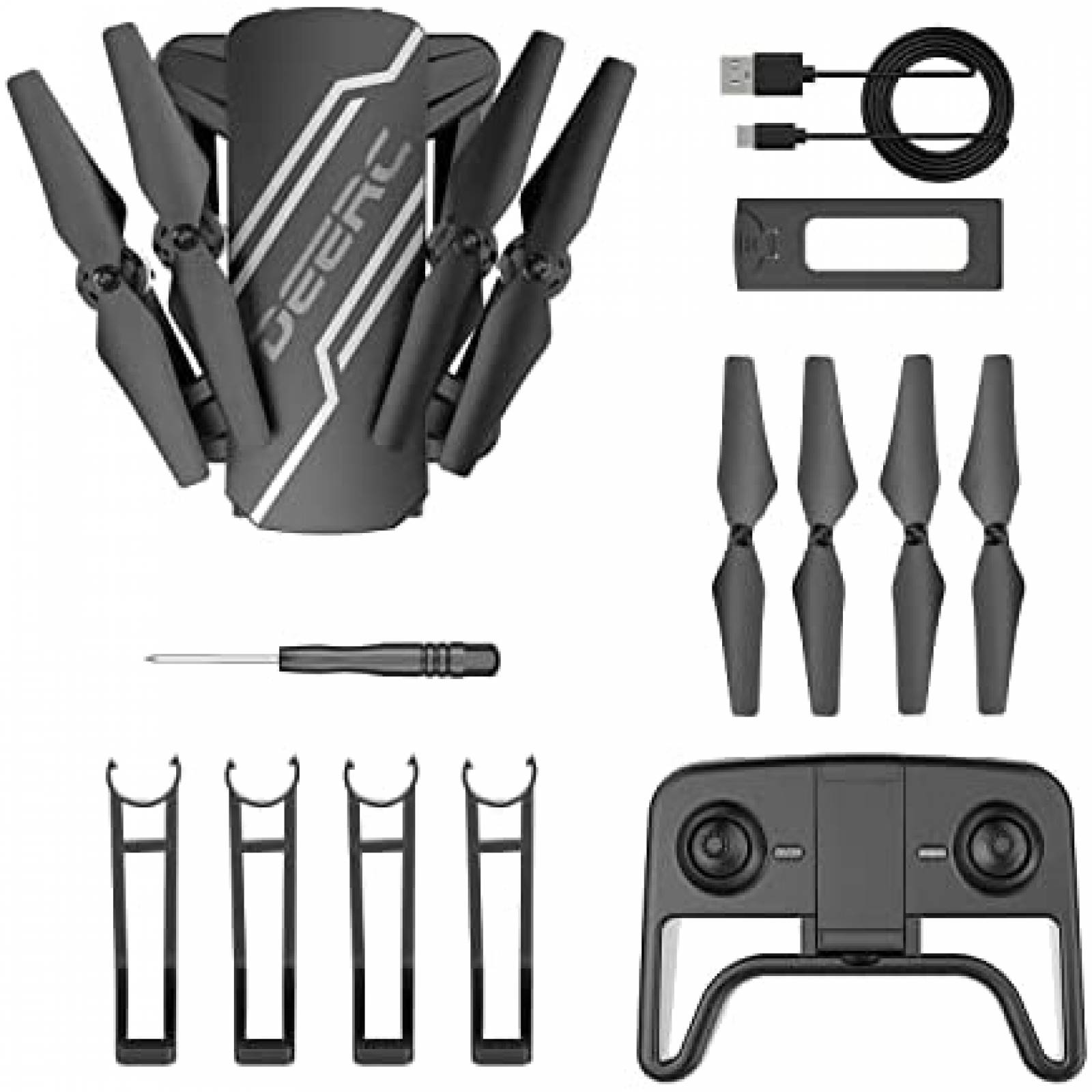 Mini Dron para Niños DEERC D20 720p HD 2 Baterias - Negro