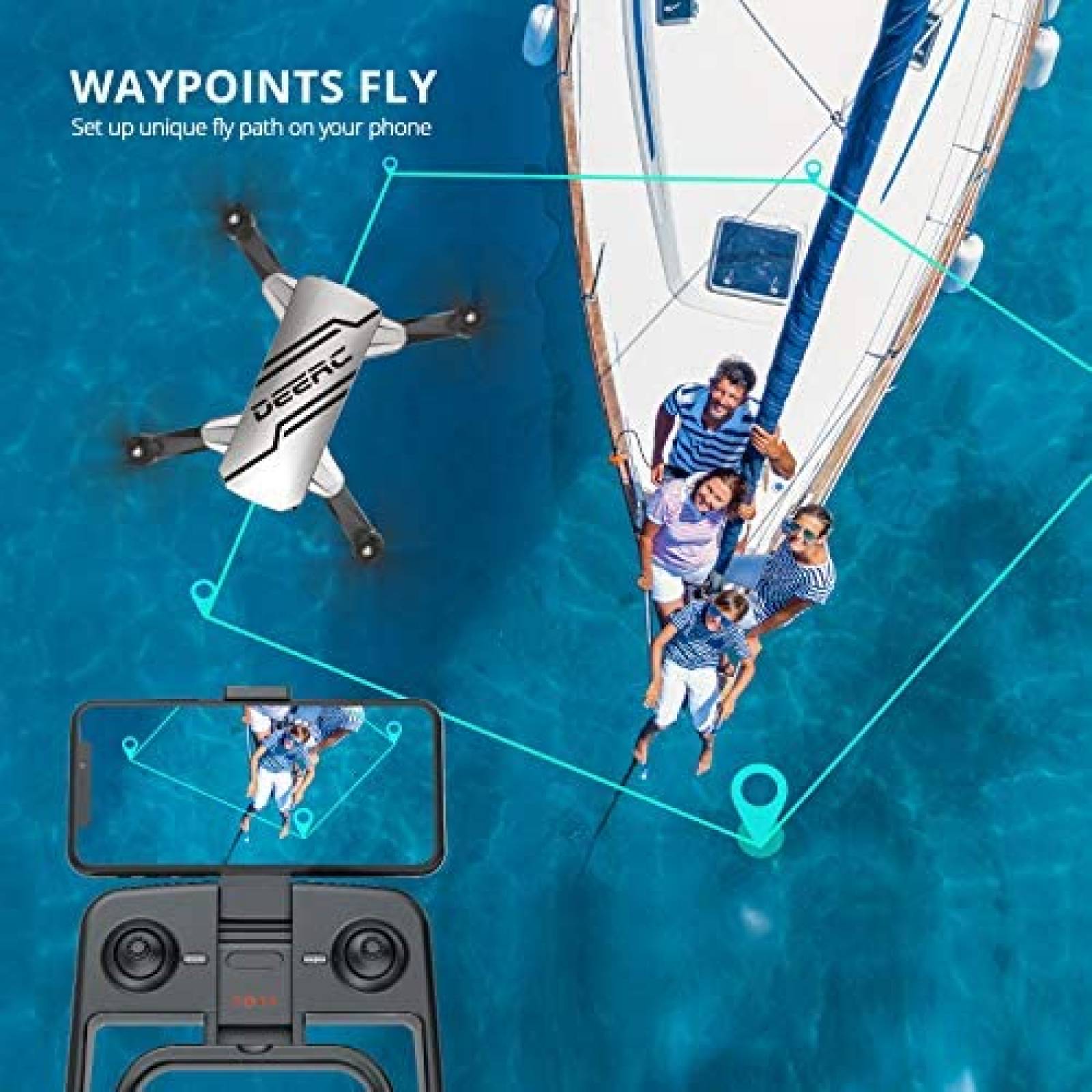 Mini Dron para Niños DEERC D20 720p HD 2 Baterias - Plata