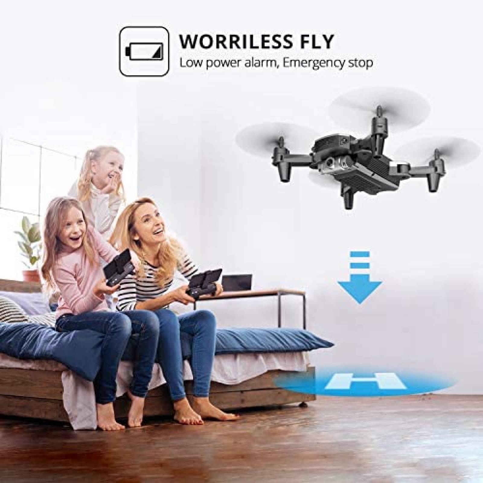 Mini Dron para Niños DEERC D20 720p HD 2 Baterias - Plata