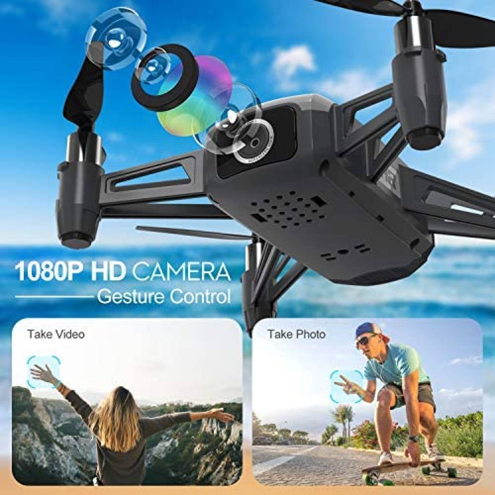 Drone HR con camara FPV HD de 1080p 2 baterias Mini