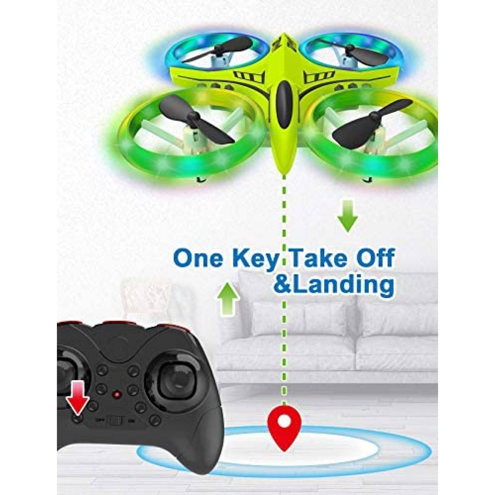 Drone Dwi Dowellin Mini con luces LED con control remoto