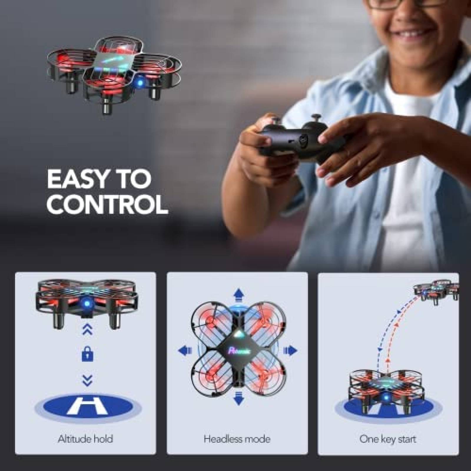 Drone Potensic A22 Mini LED para niños cuadricoptero RC Nano