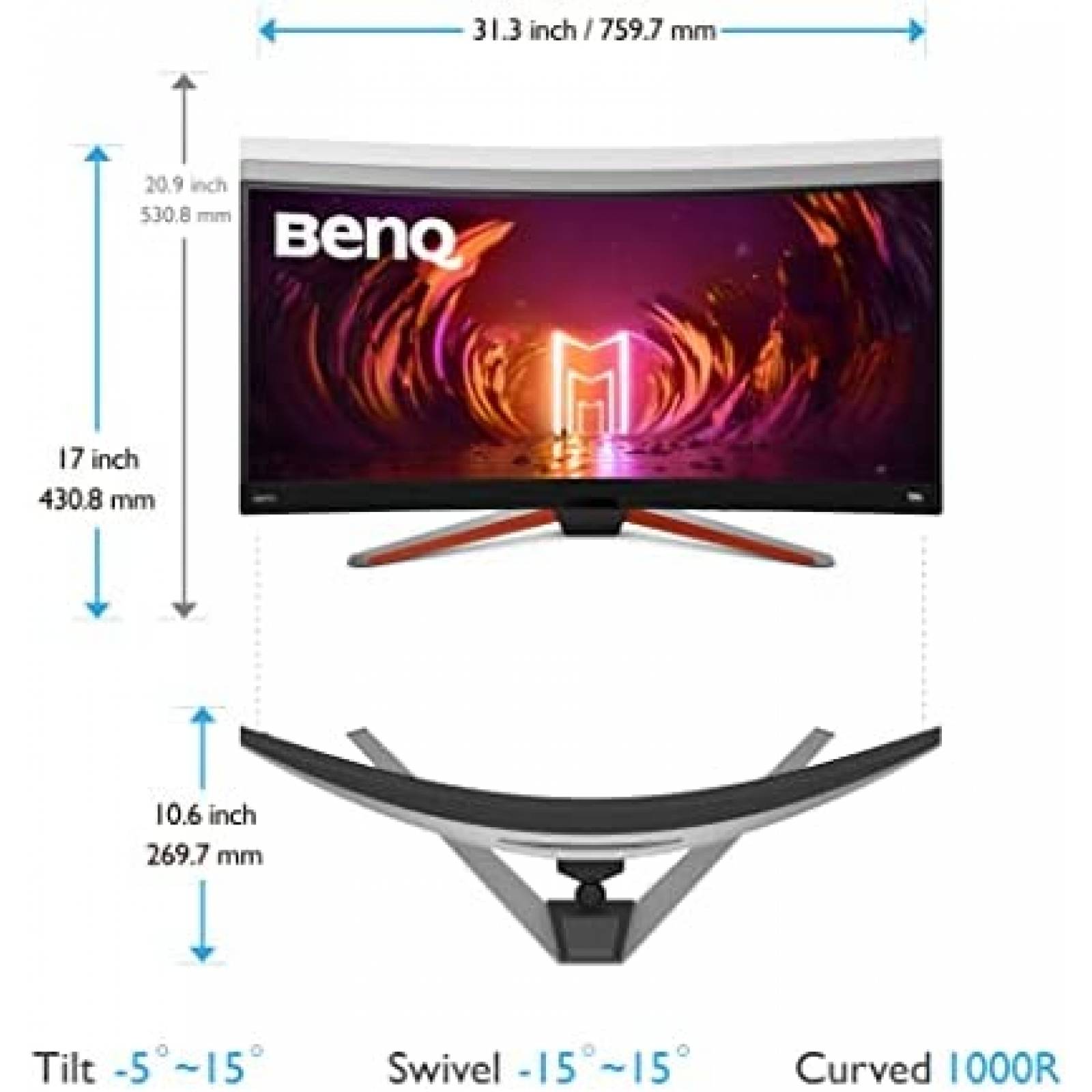 Monitor BenQ MOBIUZ EX3410R 34'' WQHD 3440 x 1440 -Gris