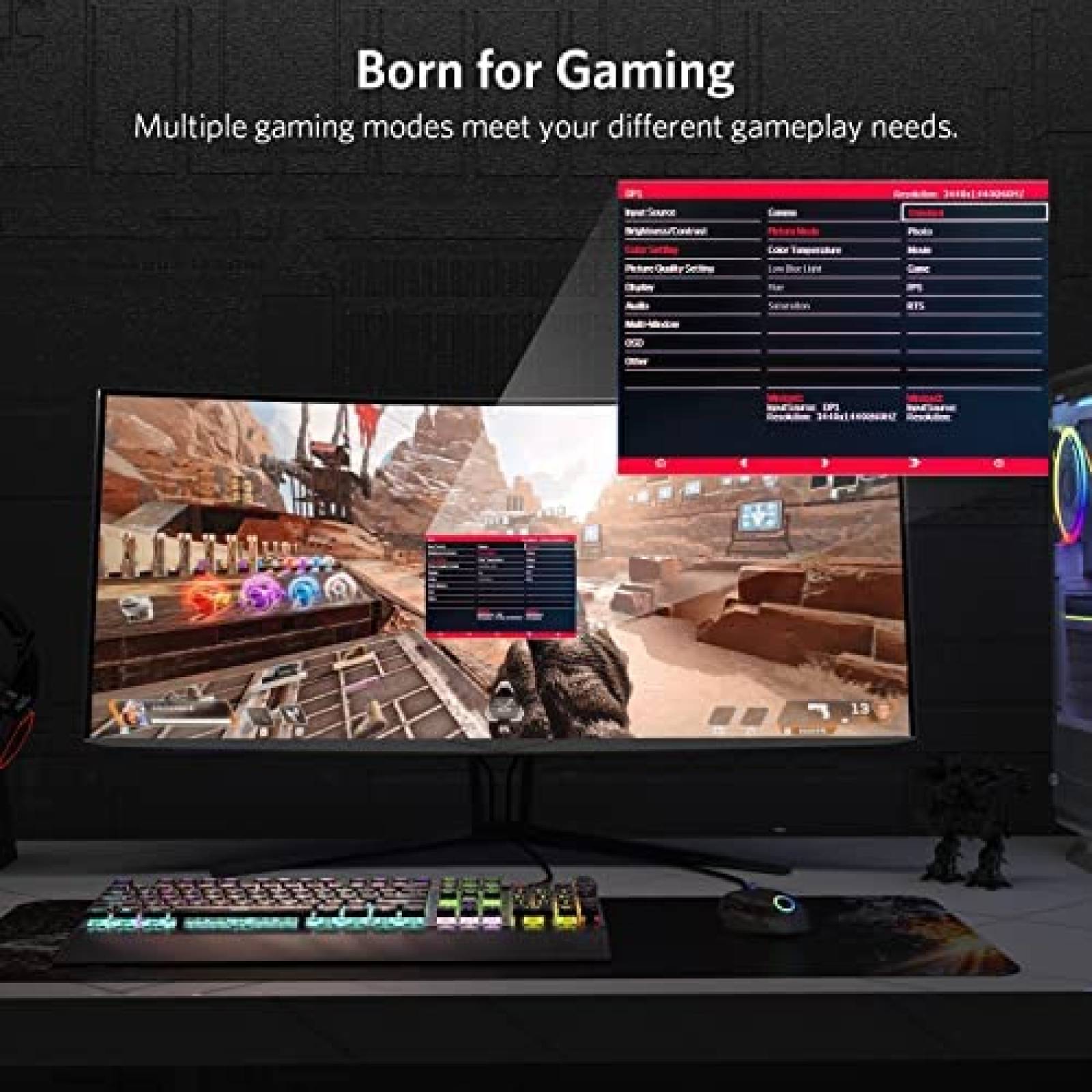 Monitor Fiodio 35'' QHD 21:9 120Hz 1440P Ultra Nitido -Negro