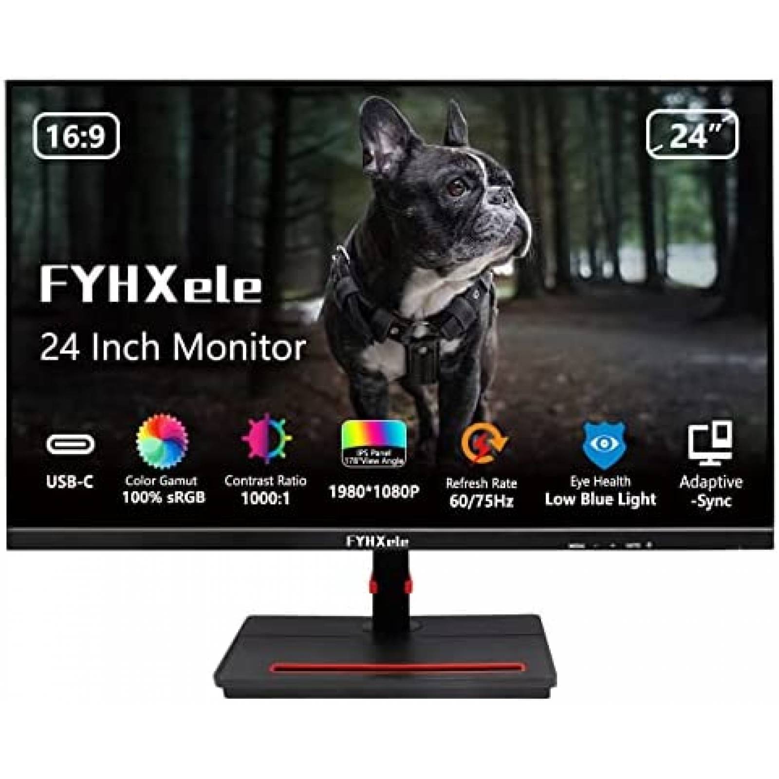 Monitor FYHXele 24'' IPS 1920x1080P 75Hz 100% sRGB