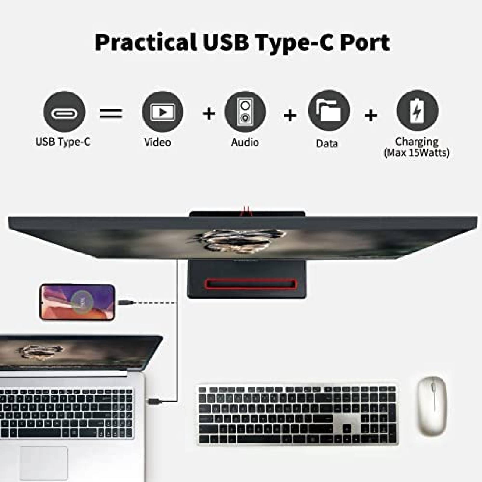 Monitor FYHXele 24'' IPS 1920x1080P 75Hz 100% sRGB