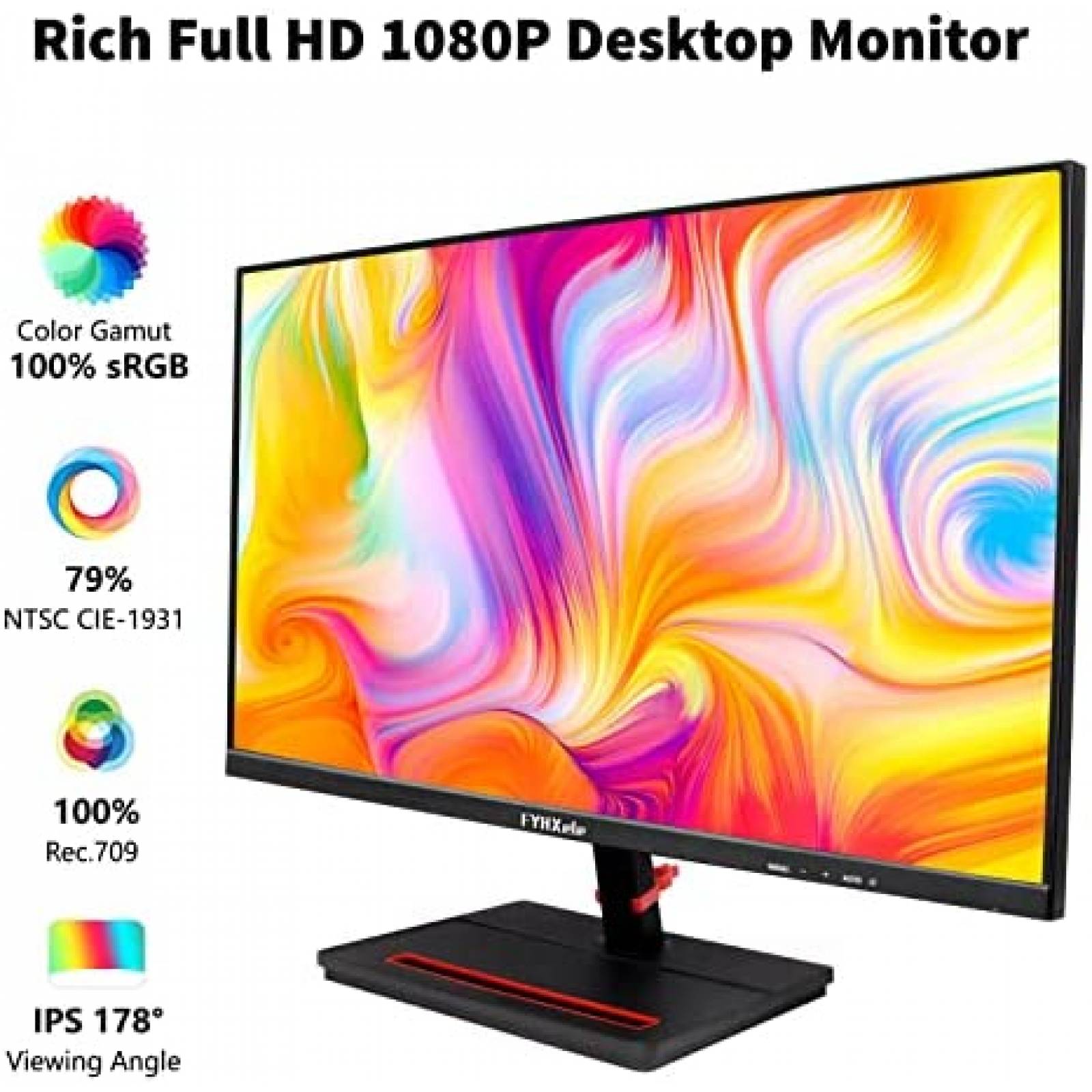 Monitor FYHXele 24'' IPS 1920x1080P 75Hz 100% sRGB