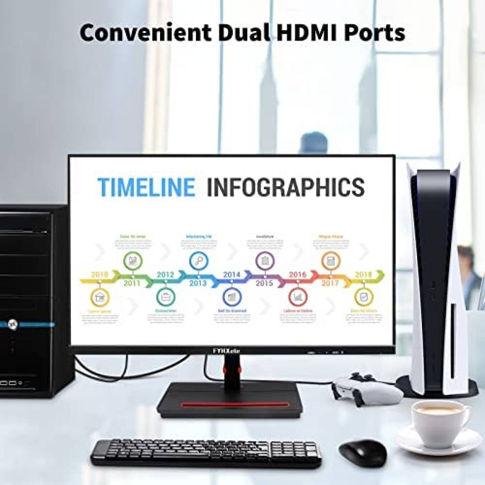 Monitor FYHXele 24'' IPS 1920x1080P 75Hz 100% sRGB