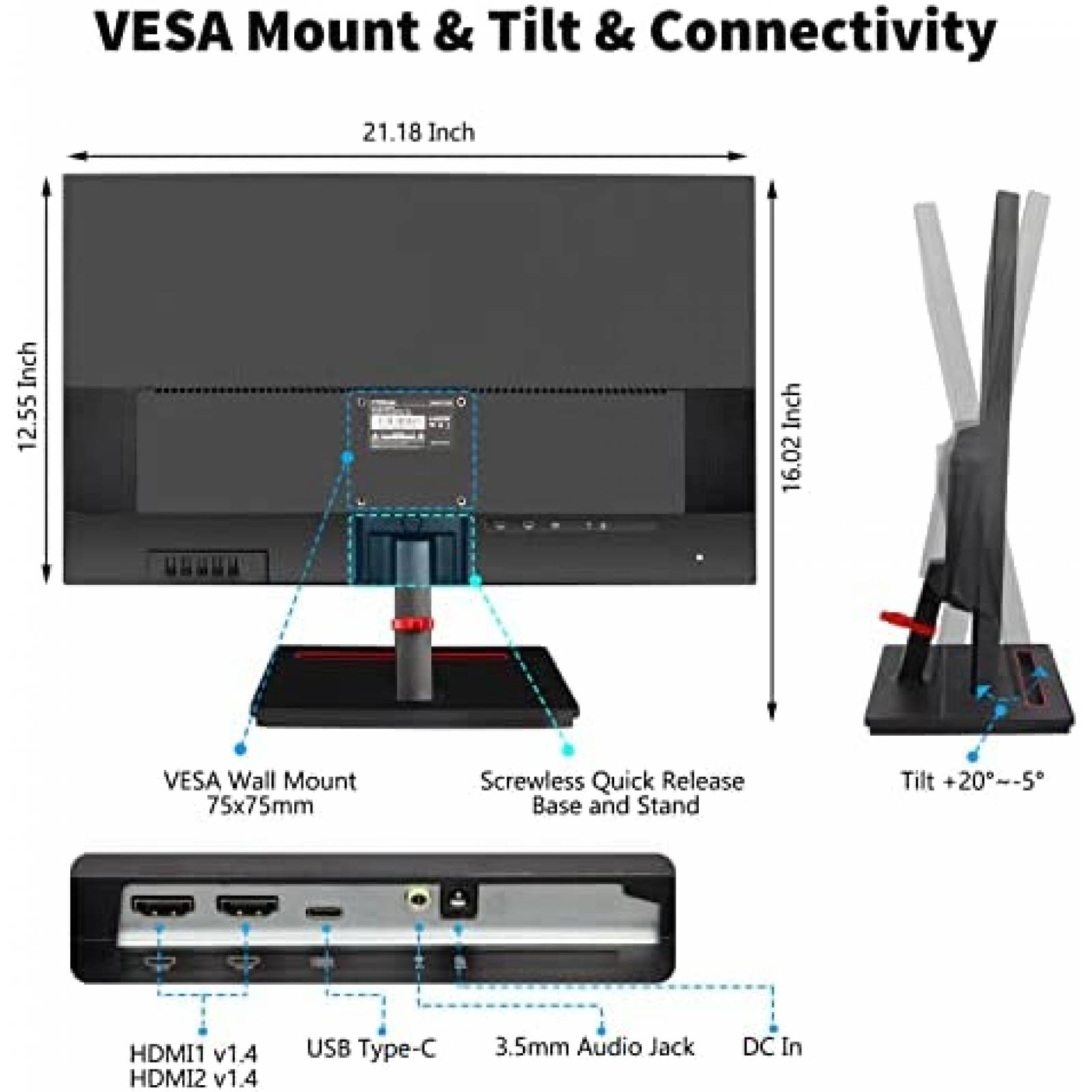 Monitor FYHXele 24'' IPS 1920x1080P 75Hz 100% sRGB