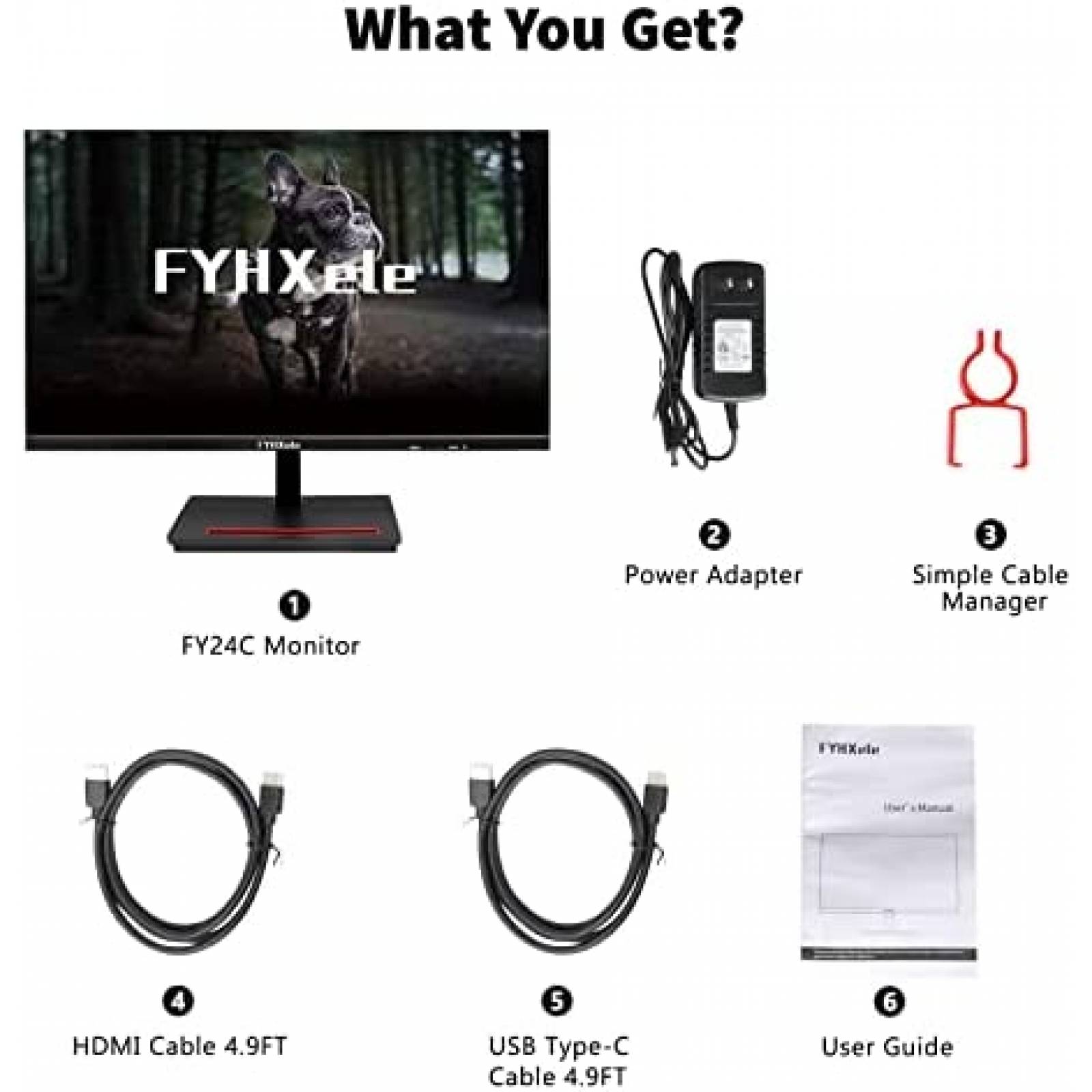 Monitor FYHXele 24'' IPS 1920x1080P 75Hz 100% sRGB