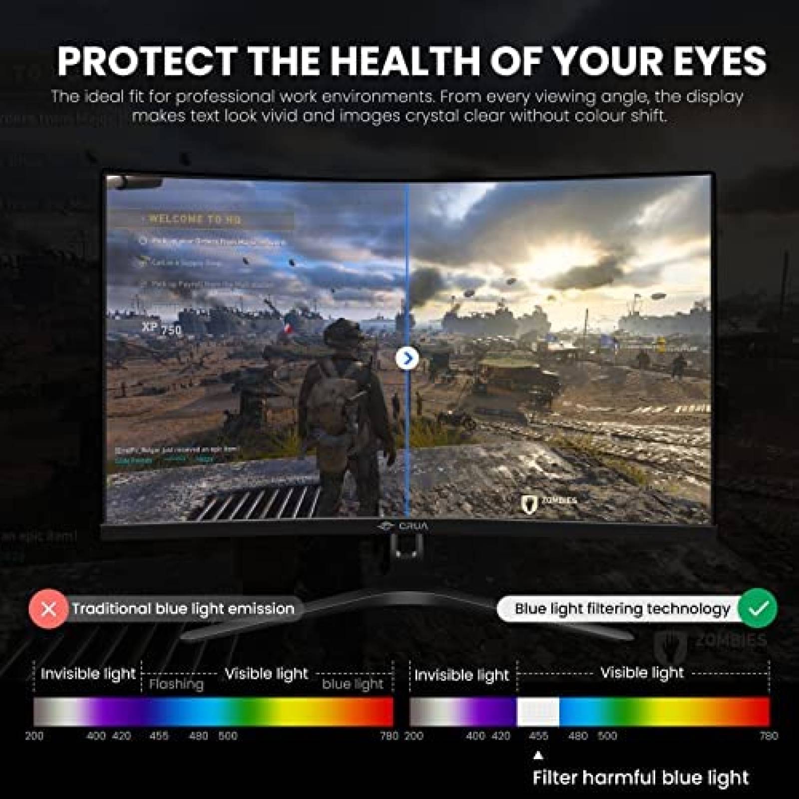 Monitor CRUA 24" 75HZ FHD 19201080p Ultra Delgado -Negro