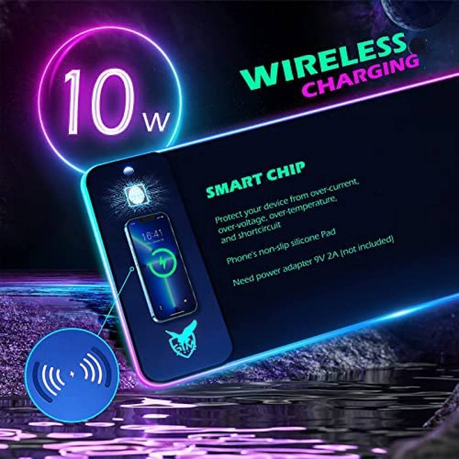 Mouse Pad Gamer GIM LED RGB 10W Carga Inalambrica -Negro