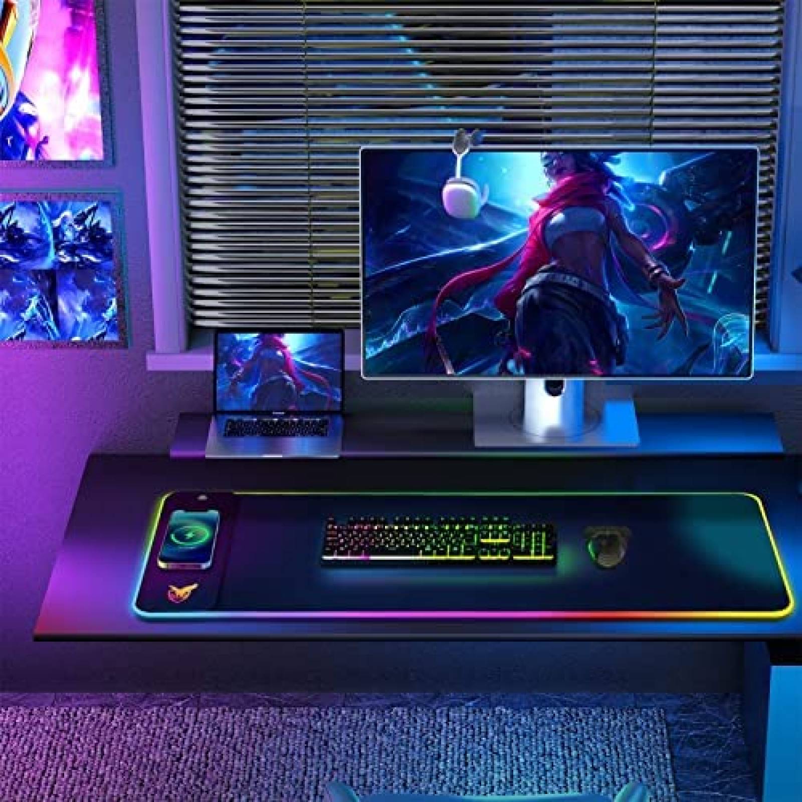 Mouse Pad Gamer GIM LED RGB 10W Carga Inalambrica -Negro