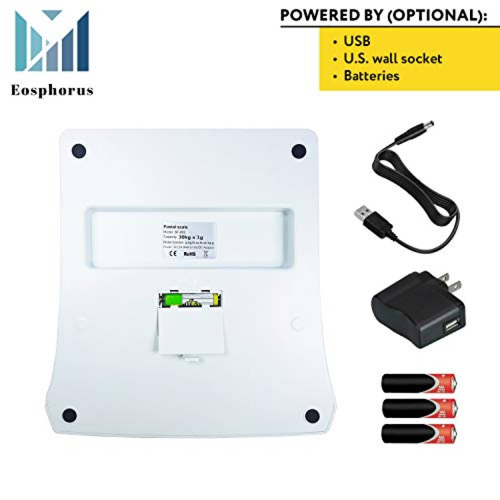 Bascula Digital Eosphorus Capacidad 30kg con Cargador USB